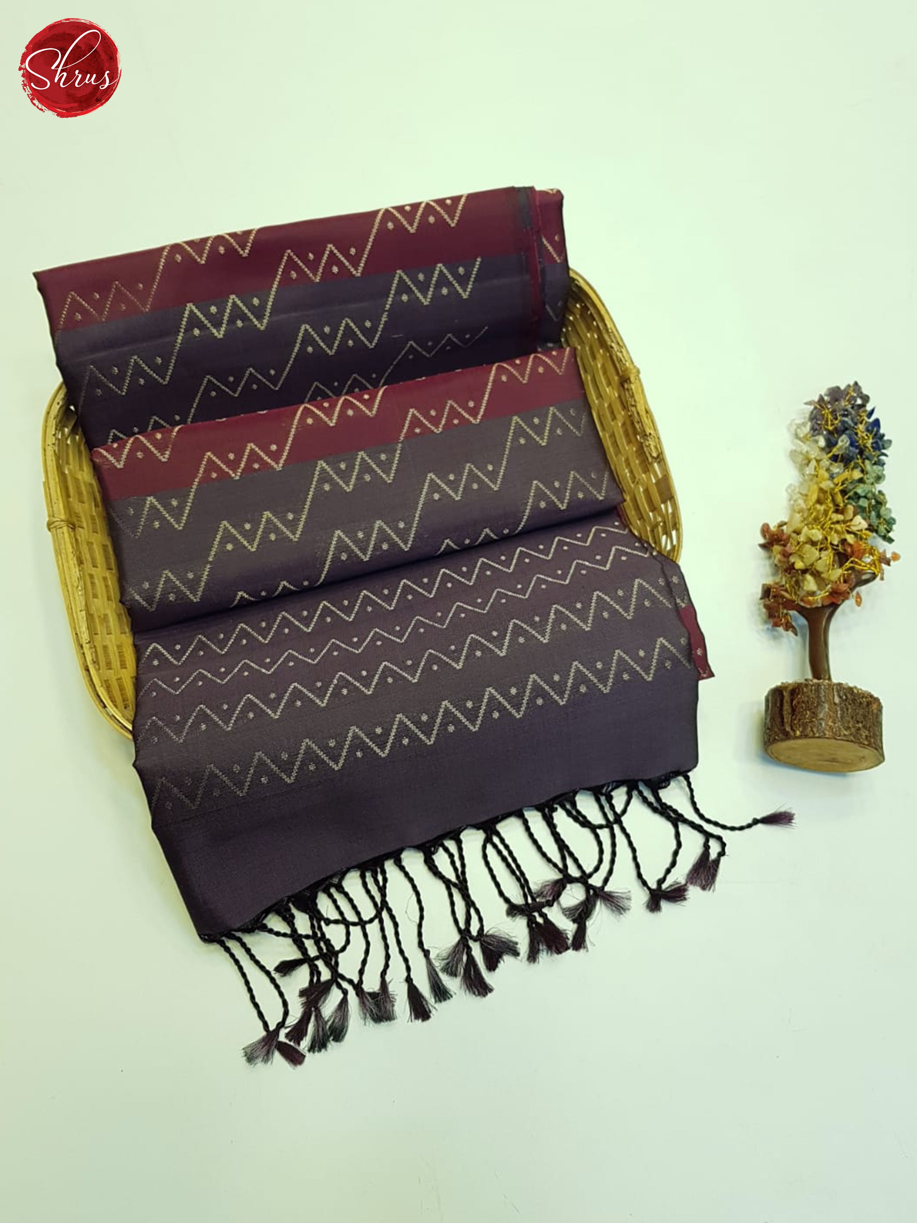 Maroon And Dusty Wine- Soft Silk Saree - Shop on ShrusEternity.com