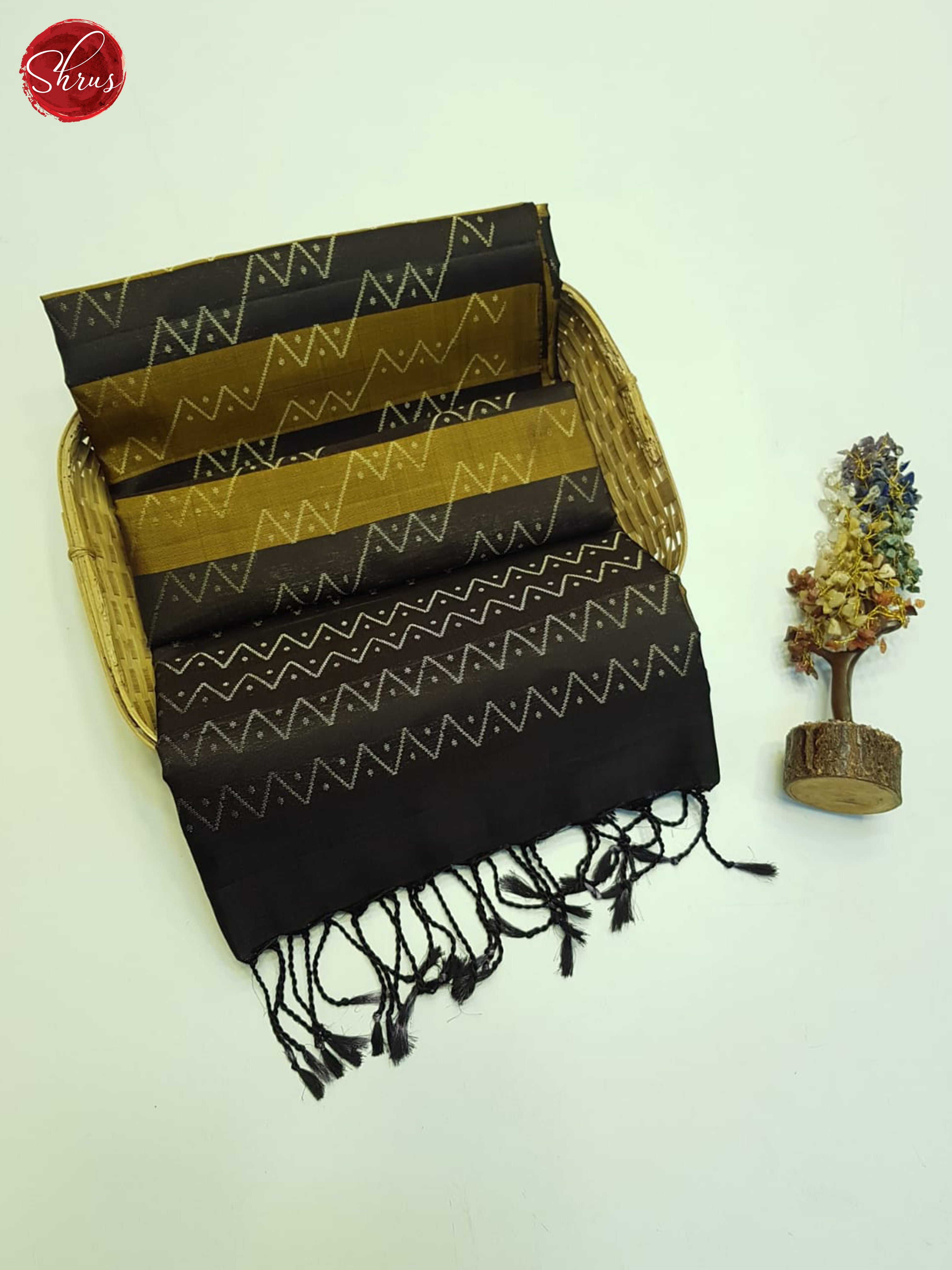 Mustard And Black- Soft Silk saree - Shop on ShrusEternity.com