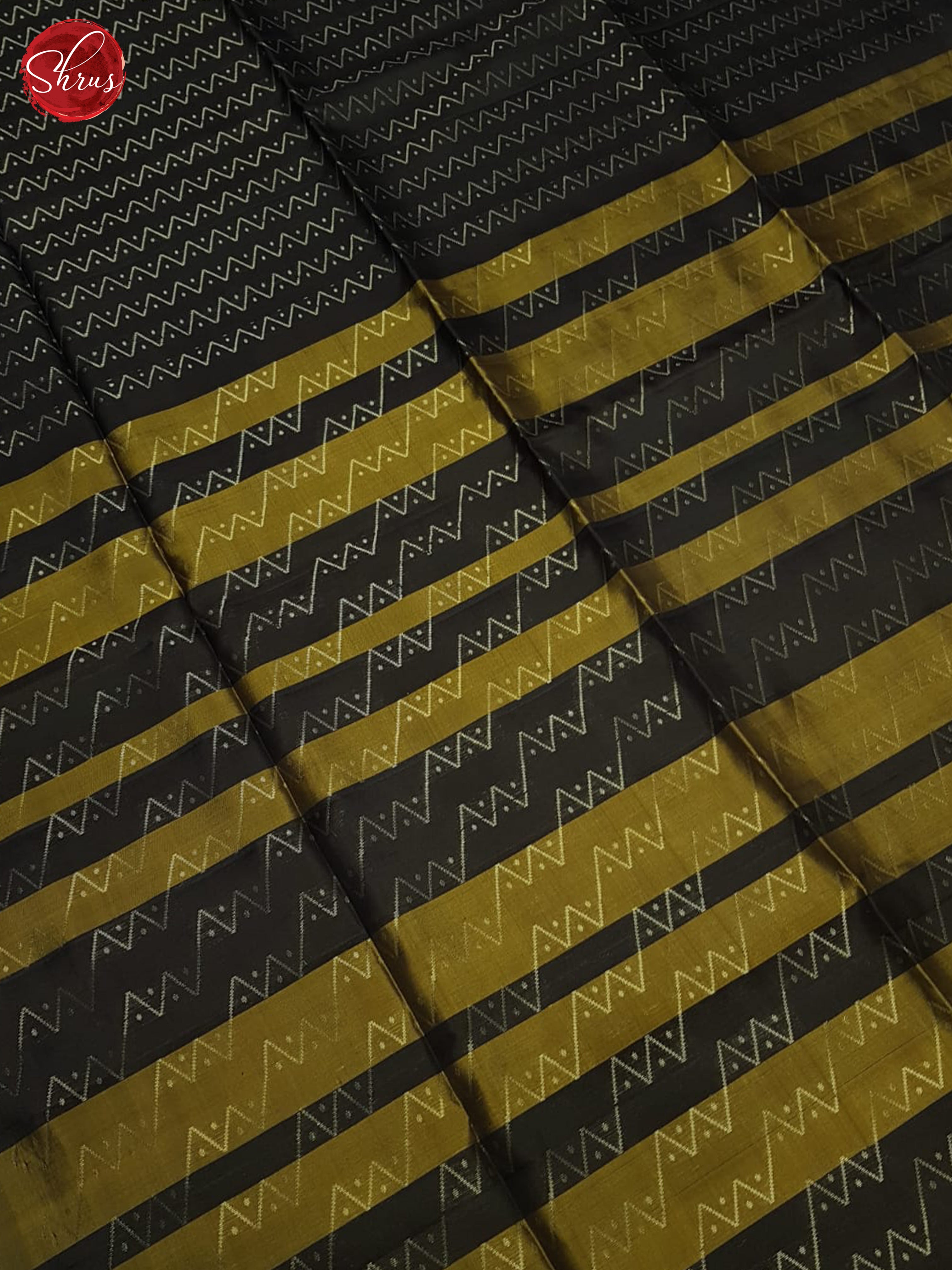 Mustard And Black- Soft Silk saree - Shop on ShrusEternity.com