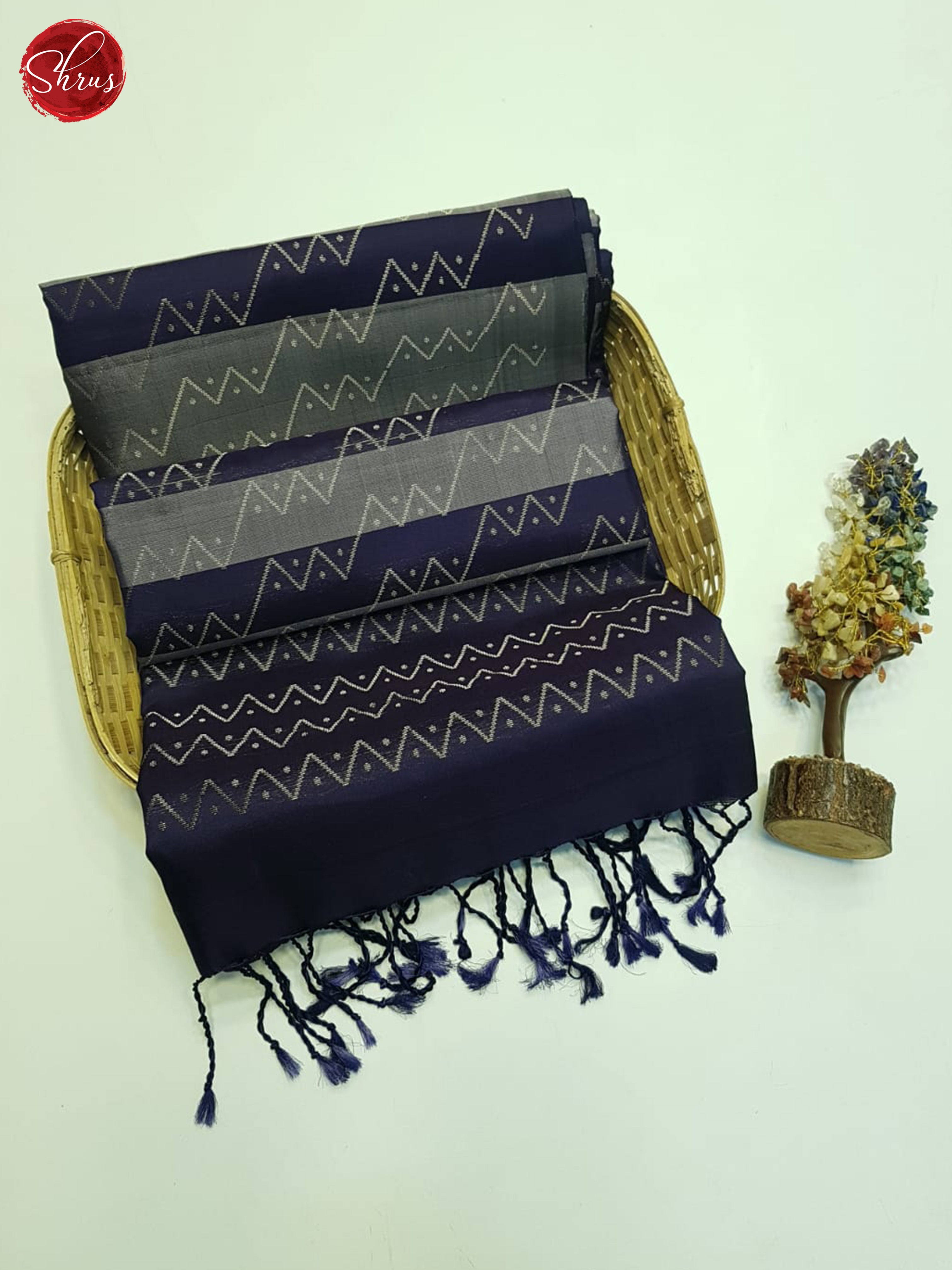 Grey And Purple- Soft Silk Saree - Shop on ShrusEternity.com