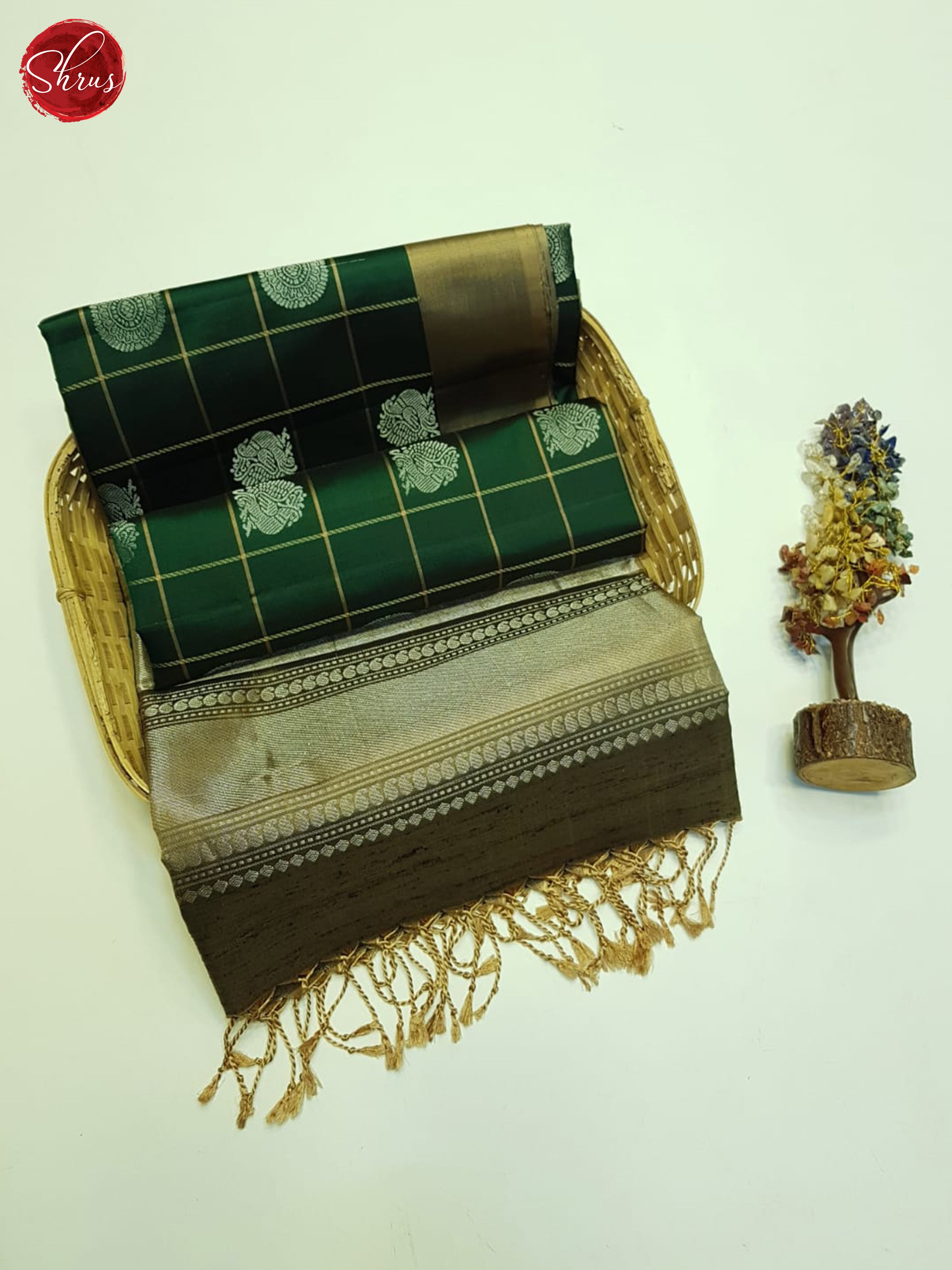 Green And Brown- Soft Silk Saree - Shop on ShrusEternity.com