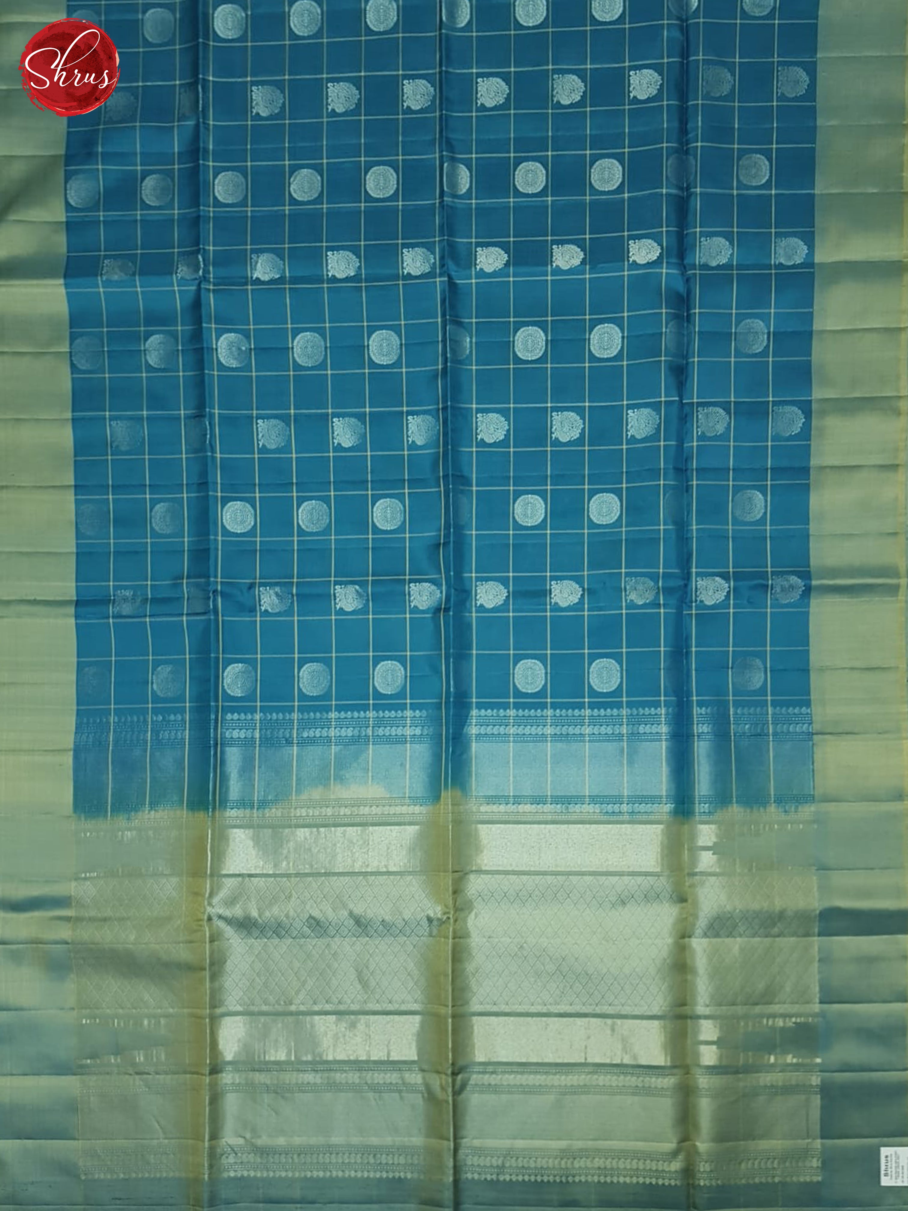 Blue And Elachi Green- Soft Silk Saree - Shop on ShrusEternity.com