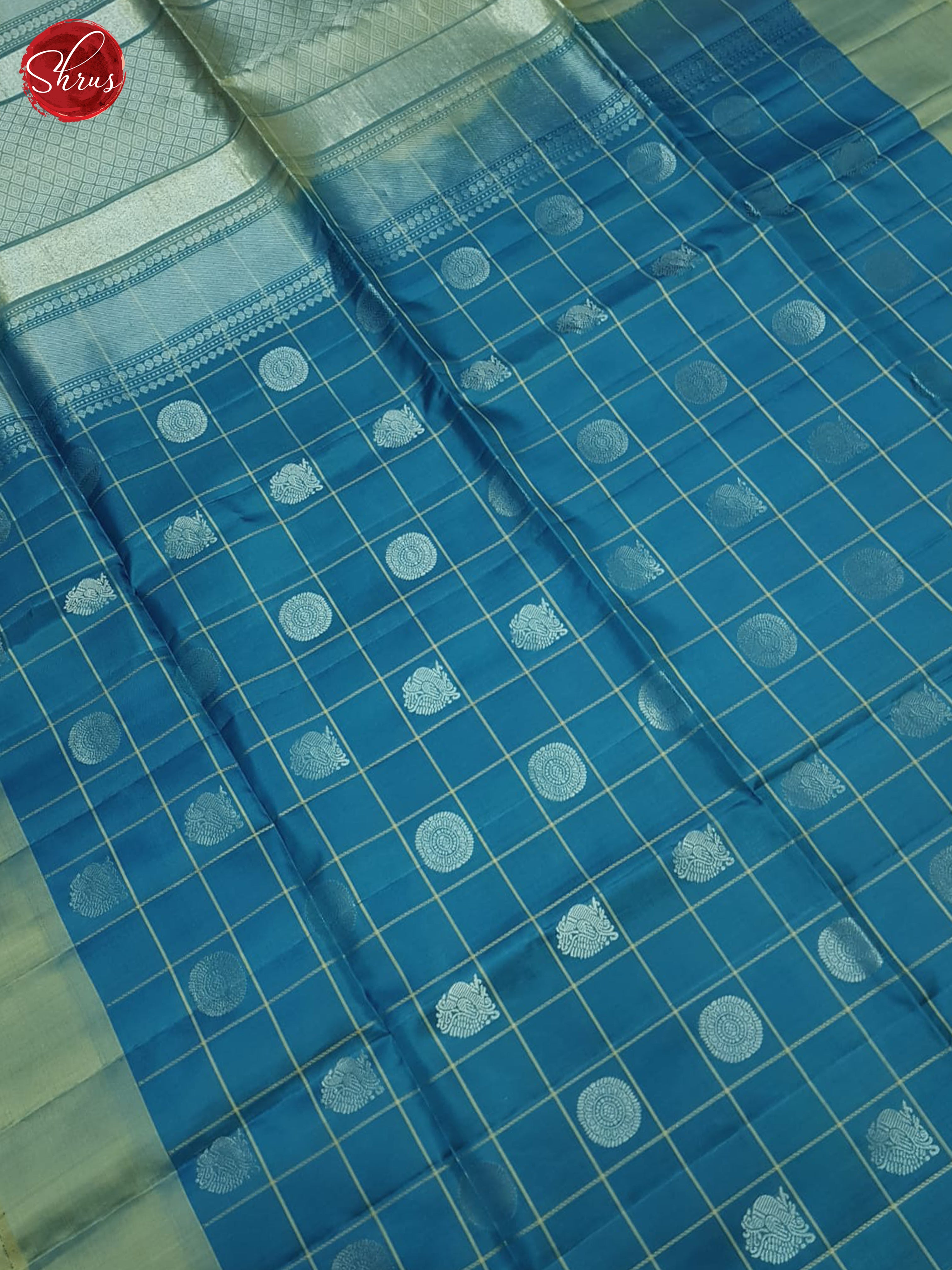 Blue And Elachi Green- Soft Silk Saree - Shop on ShrusEternity.com