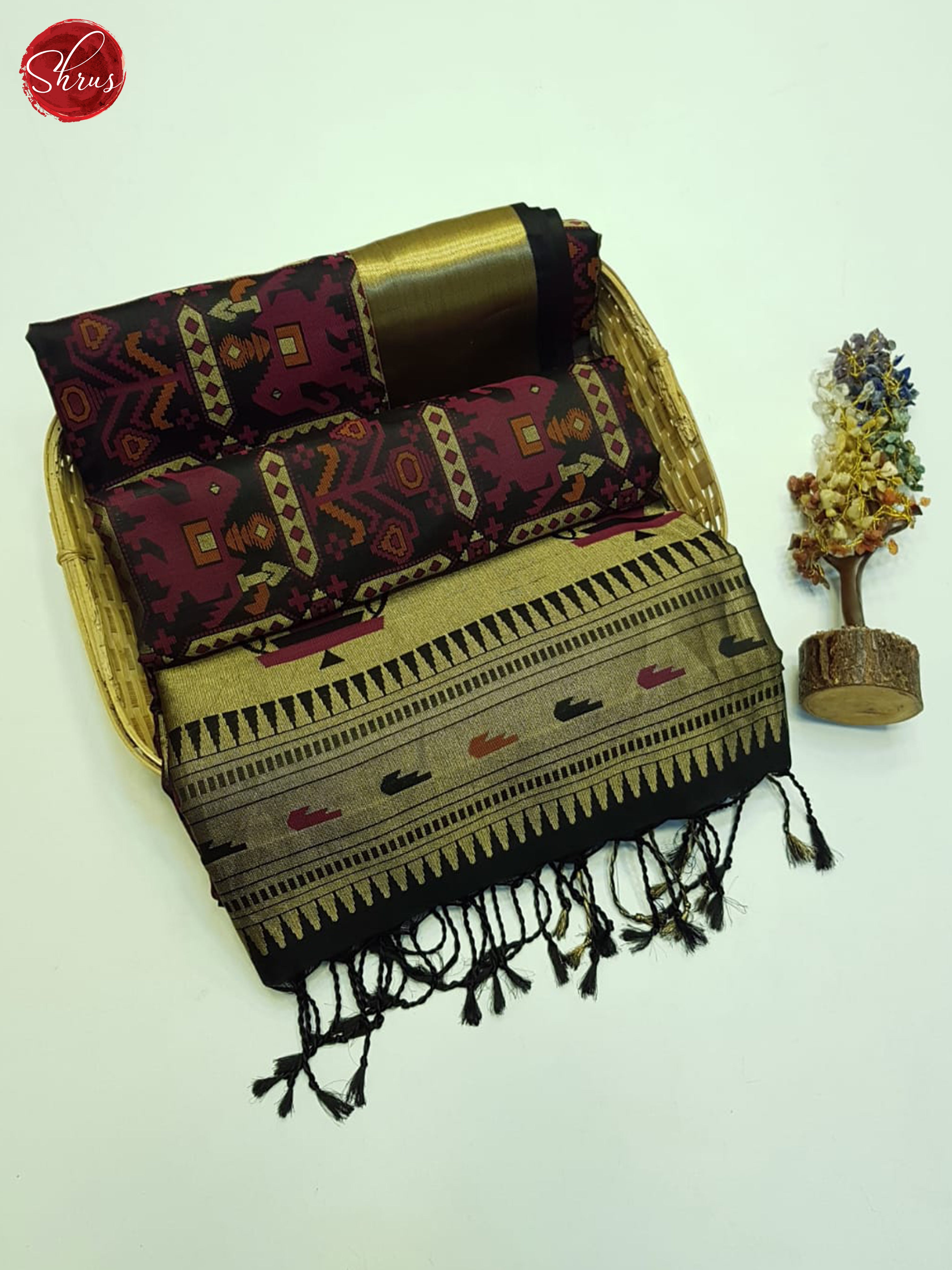 Black(Single Tone)- Soft silk Saree - Shop on ShrusEternity.com