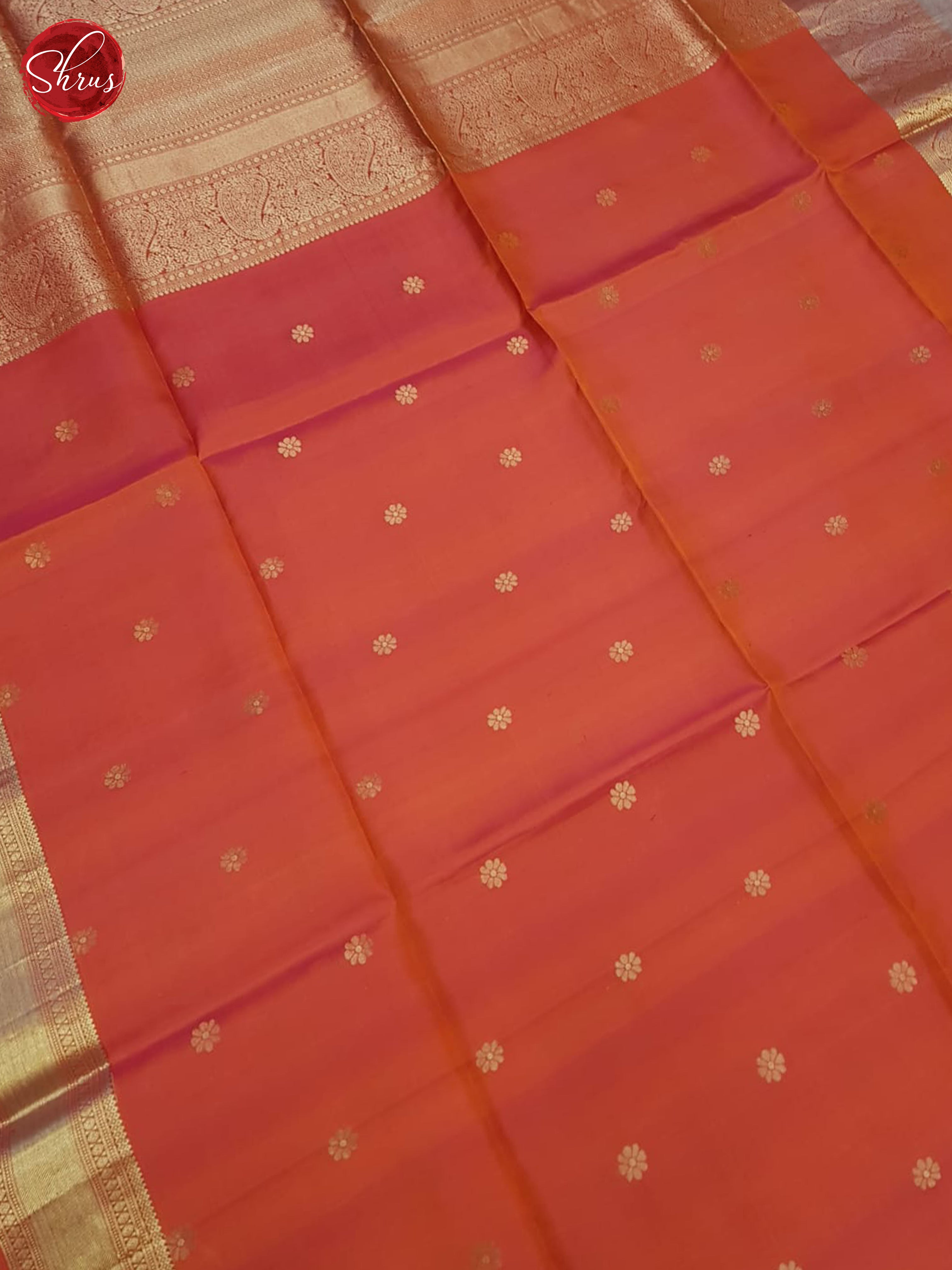 Orangish Pink(Single Tone)- Soft Silk Saree - Shop on ShrusEternity.com