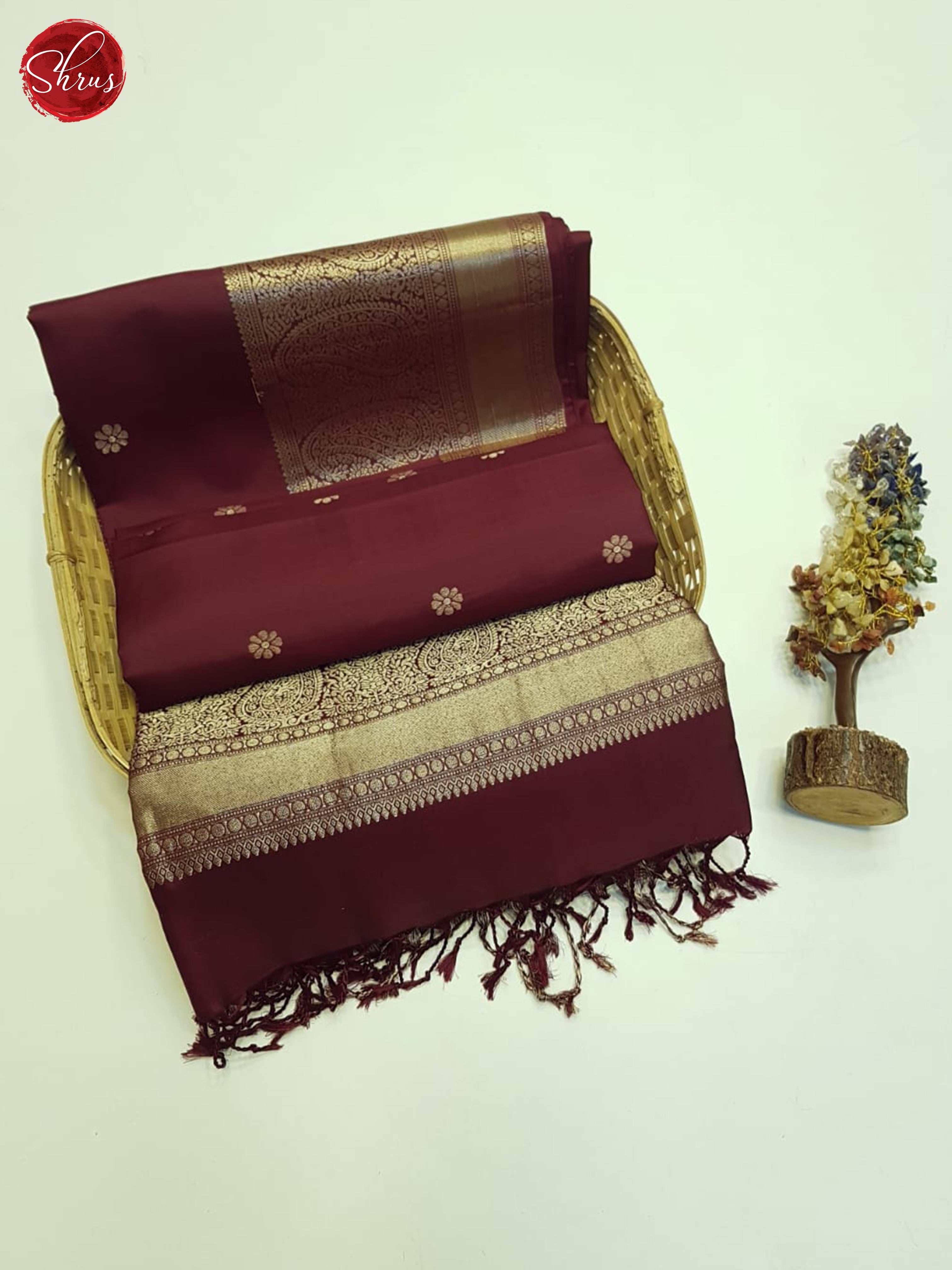 Maroon(Single tone)- Soft Silk Saree - Shop on ShrusEternity.com