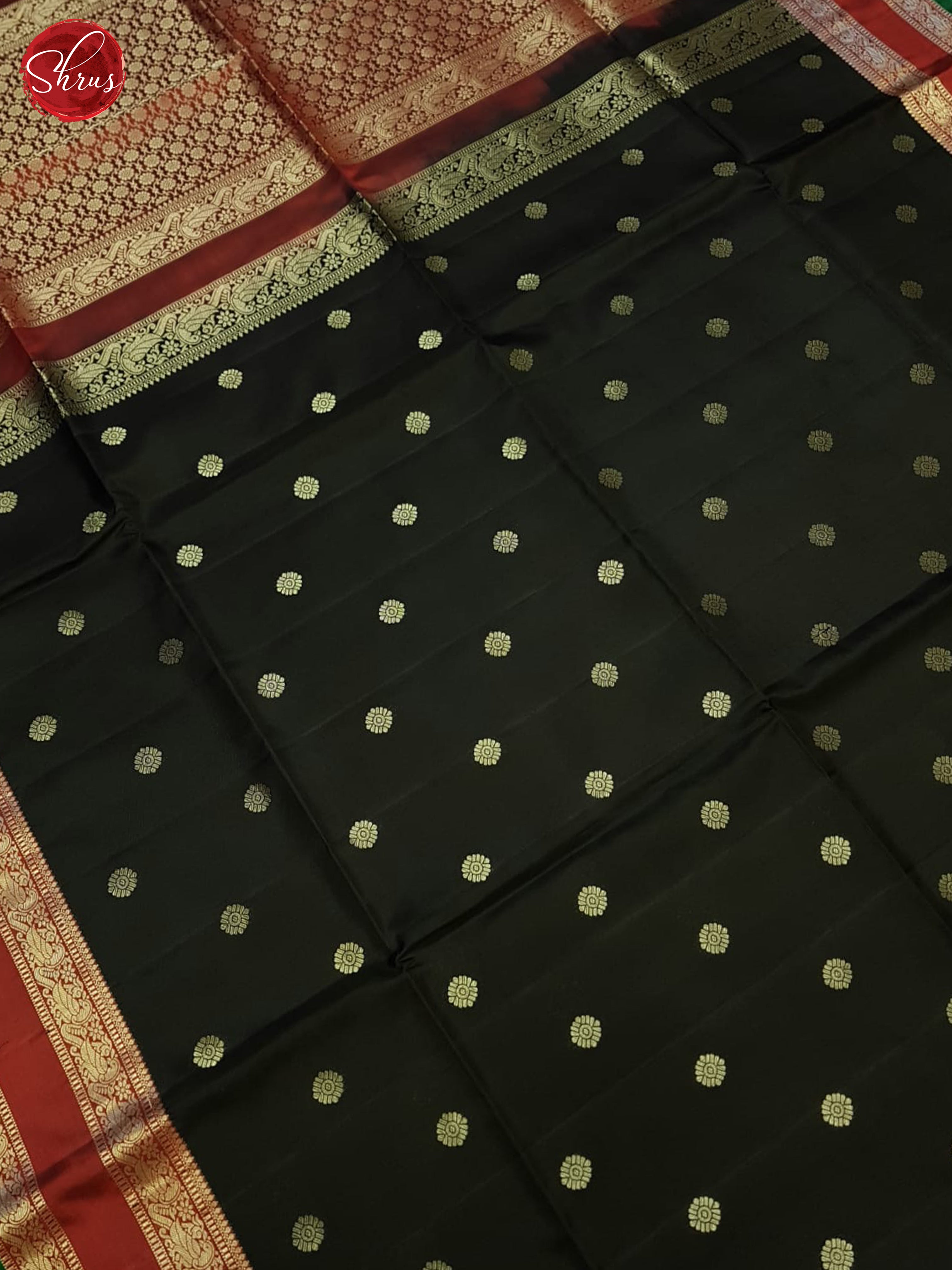 Black And Maroon- Soft Silk Saree-3