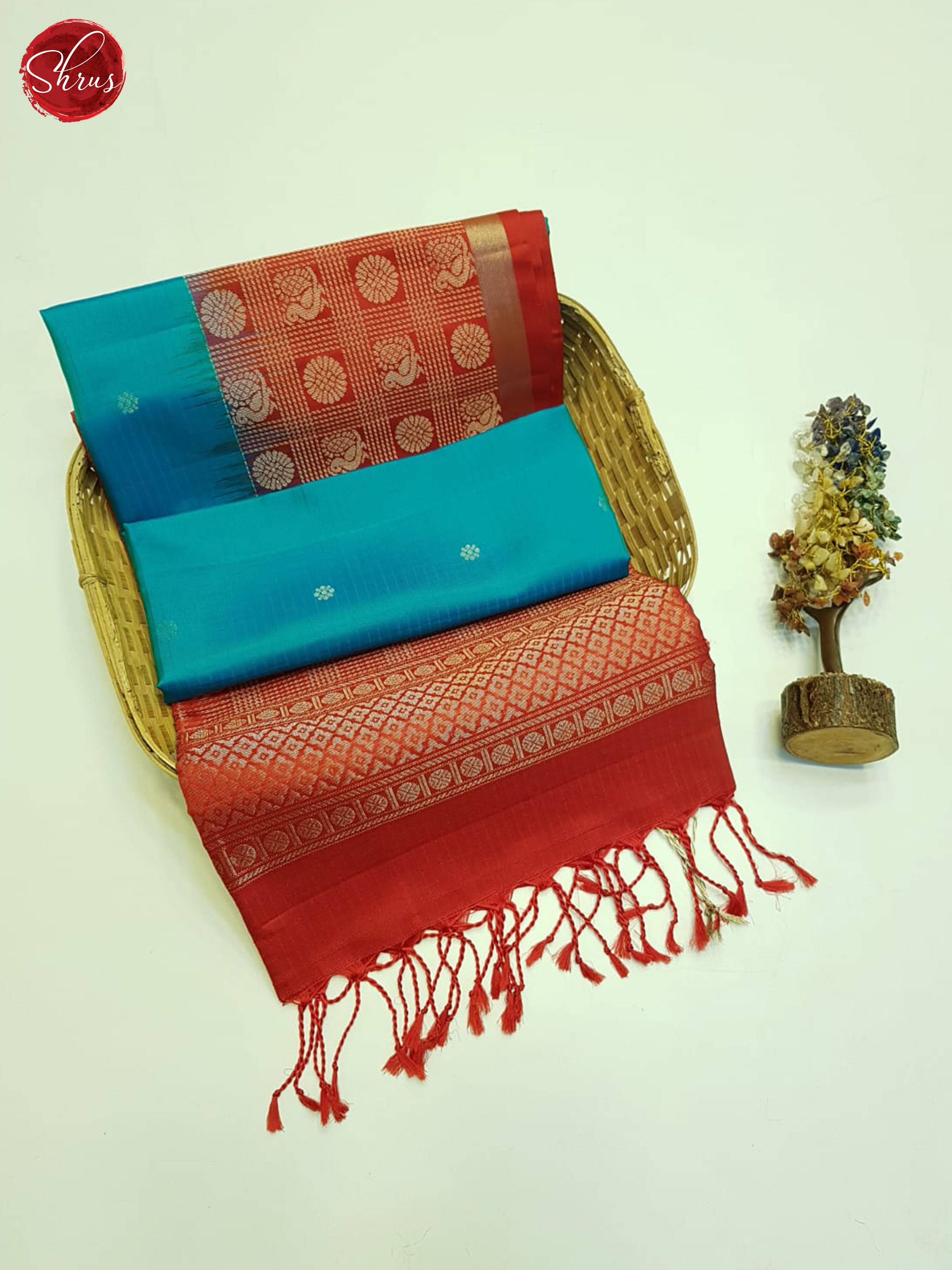 Blue And Red- Soft Silk Saree - Shop on ShrusEternity.com
