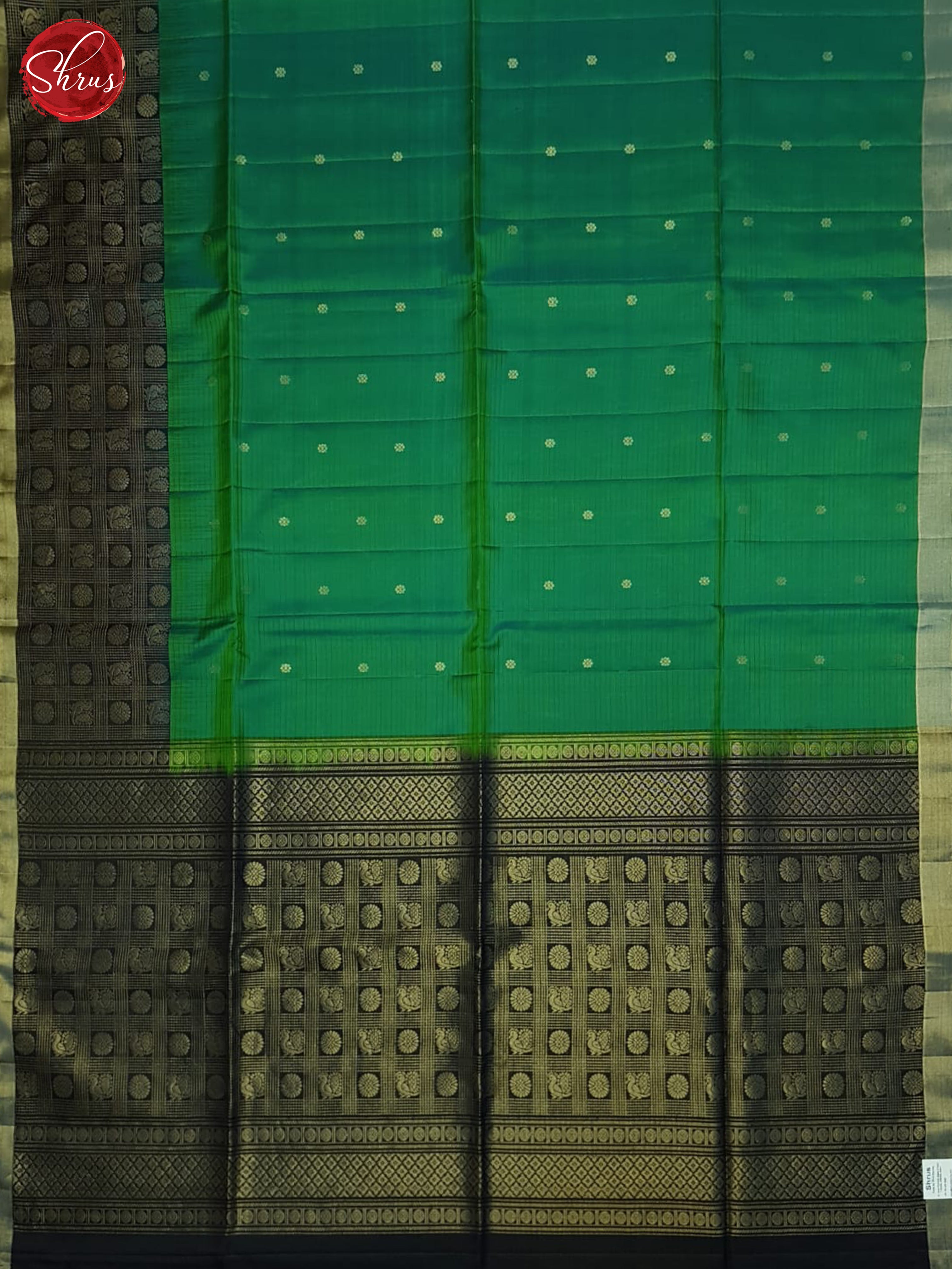 Green And Navy Blue- Soft Silk Saree - Shop on ShrusEternity.com