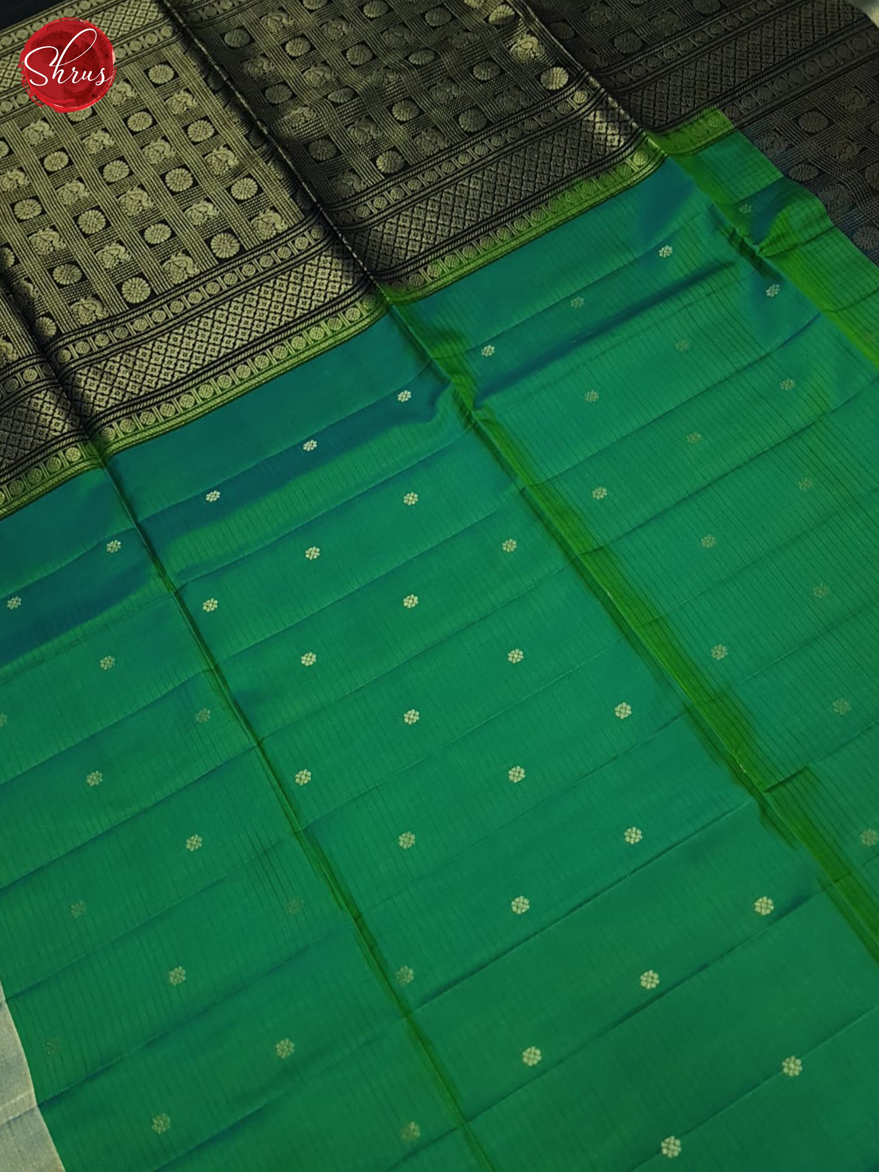 Green And Navy Blue- Soft Silk Saree - Shop on ShrusEternity.com