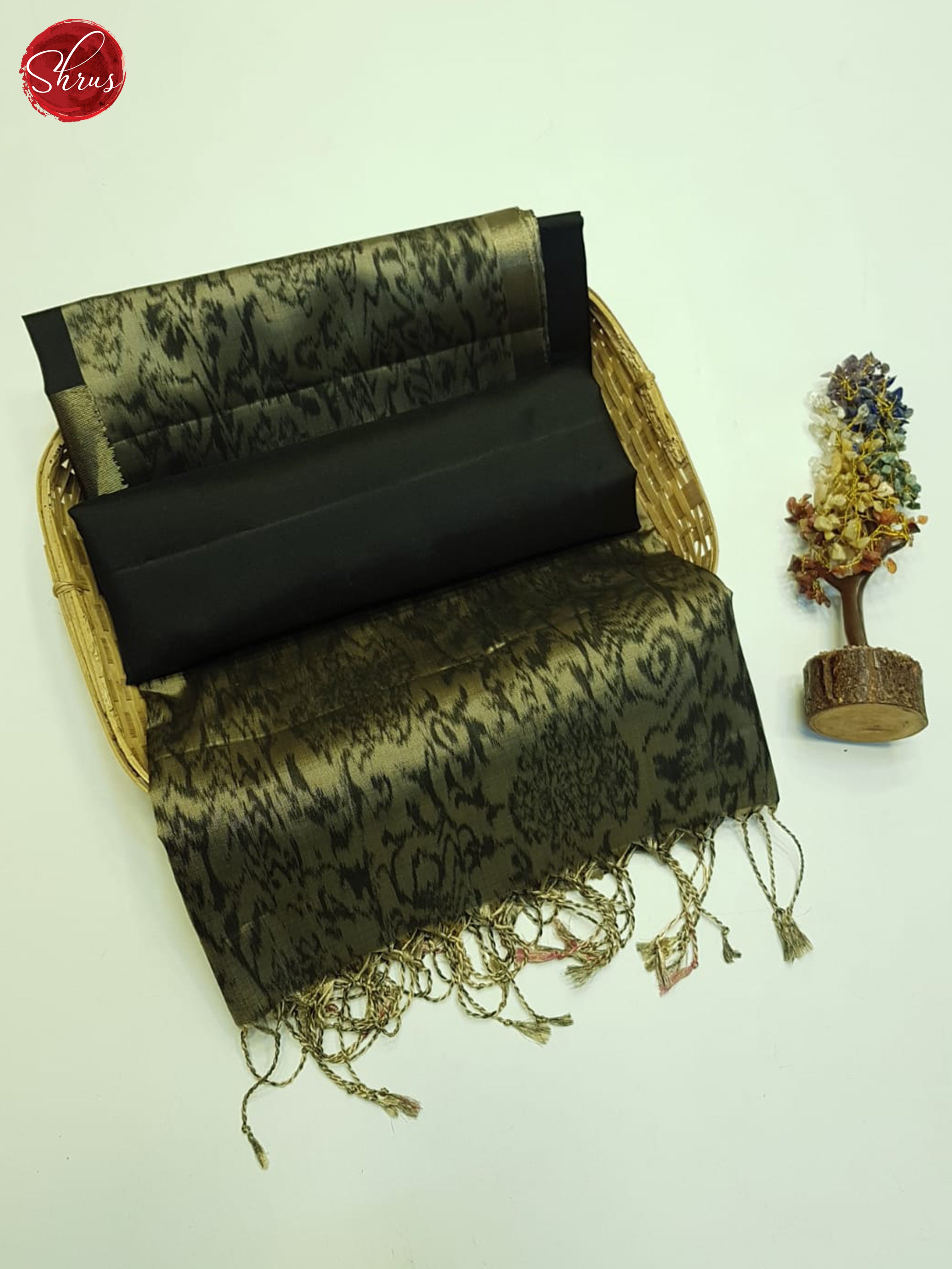 Black And Grey- Soft Silk Saree - Shop on ShrusEternity.com