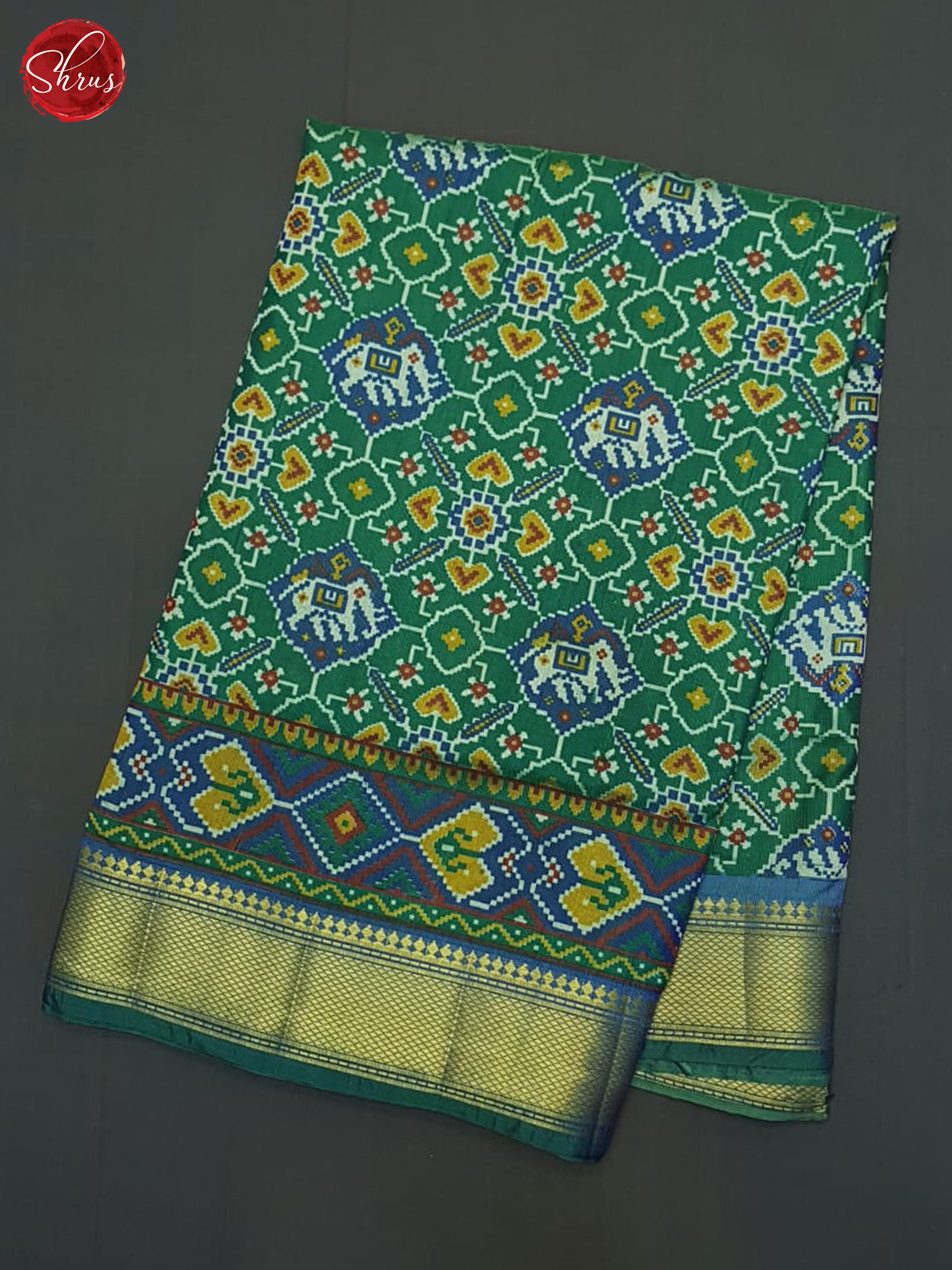 Green & Blue- Semi Patola Saree - Shop on ShrusEternity.com
