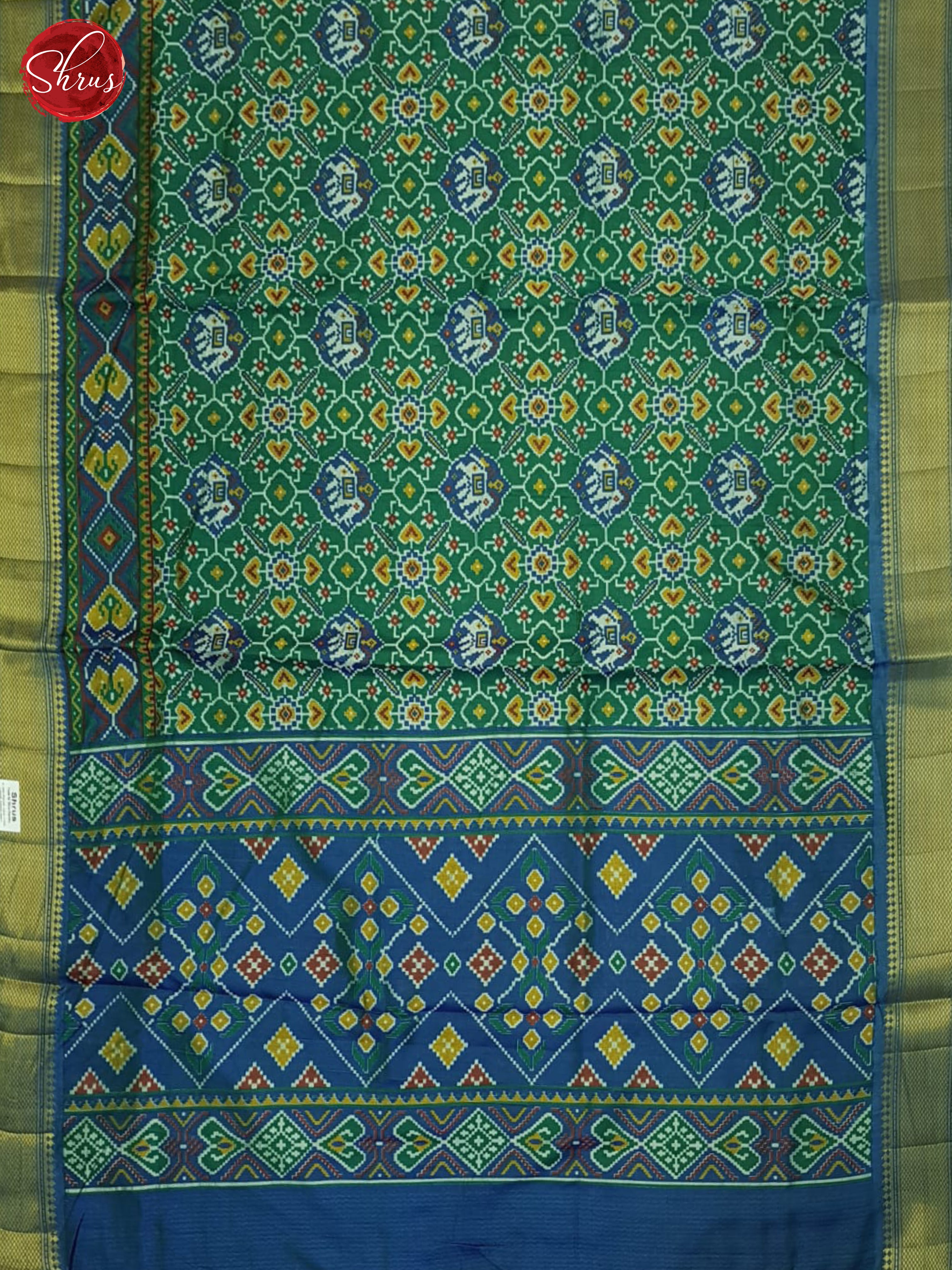 Green & Blue- Semi Patola Saree - Shop on ShrusEternity.com