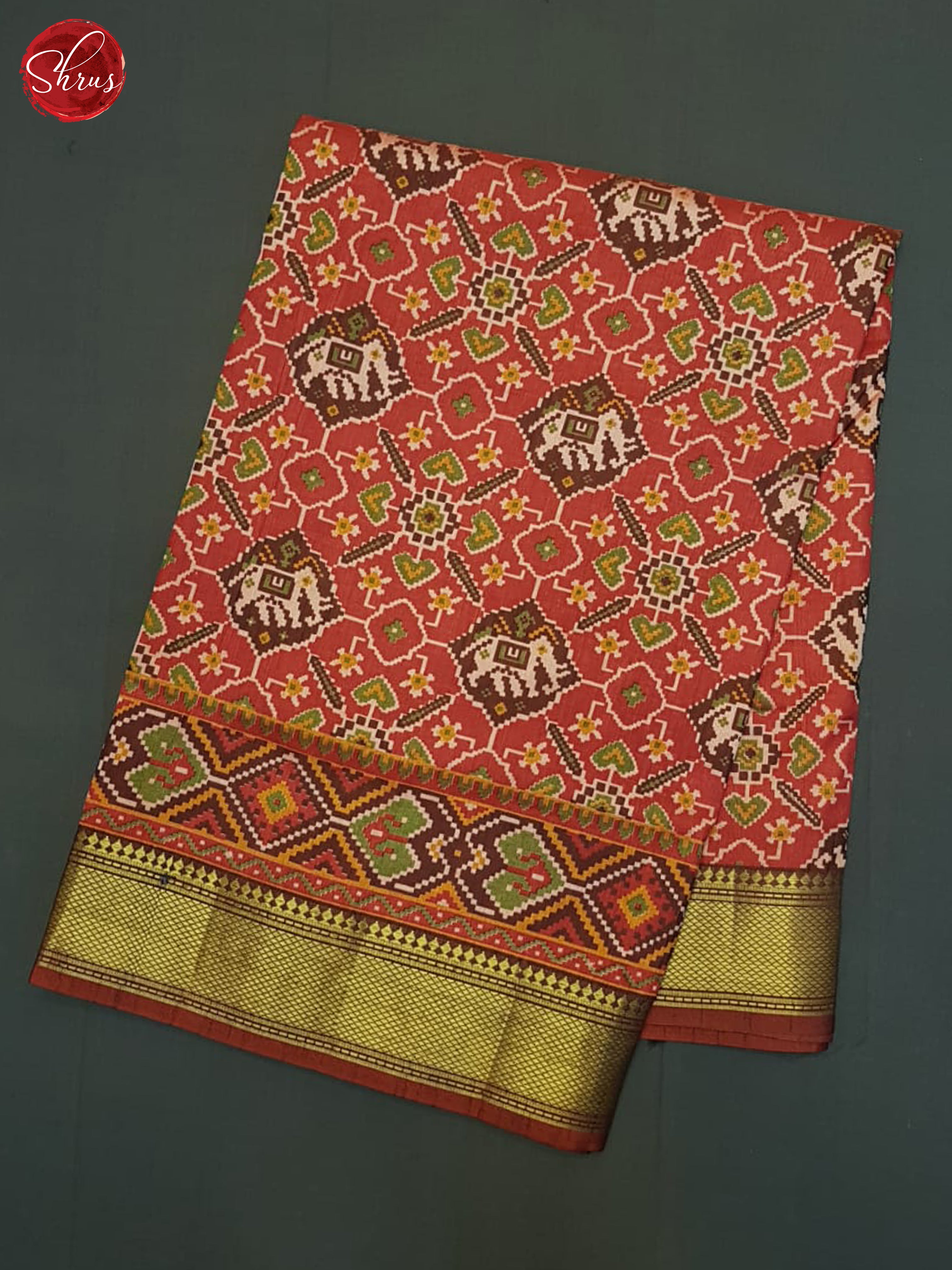 Red & Brown - Semi Patola Saree - Shop on ShrusEternity.com