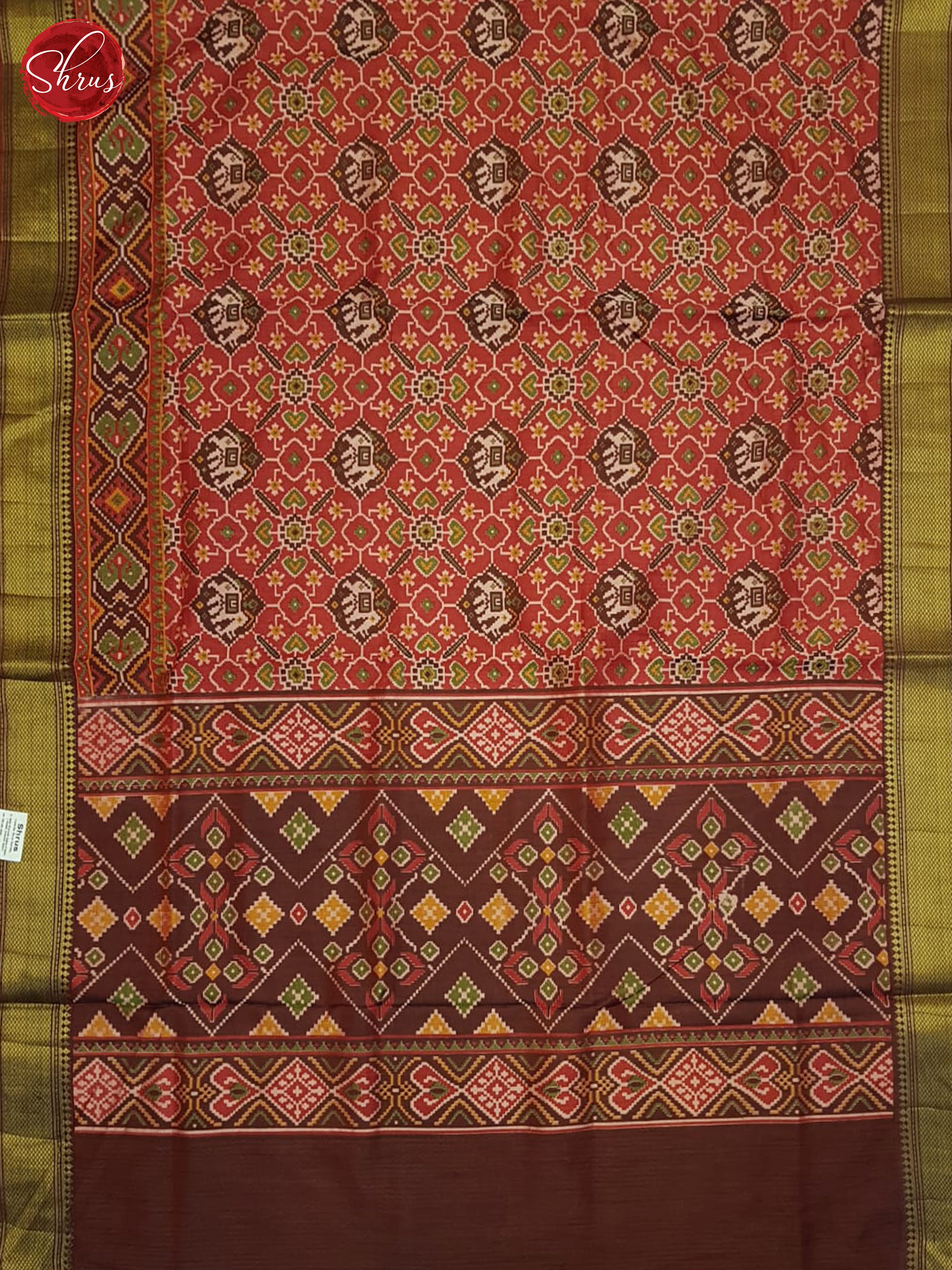 Red & Brown - Semi Patola Saree - Shop on ShrusEternity.com