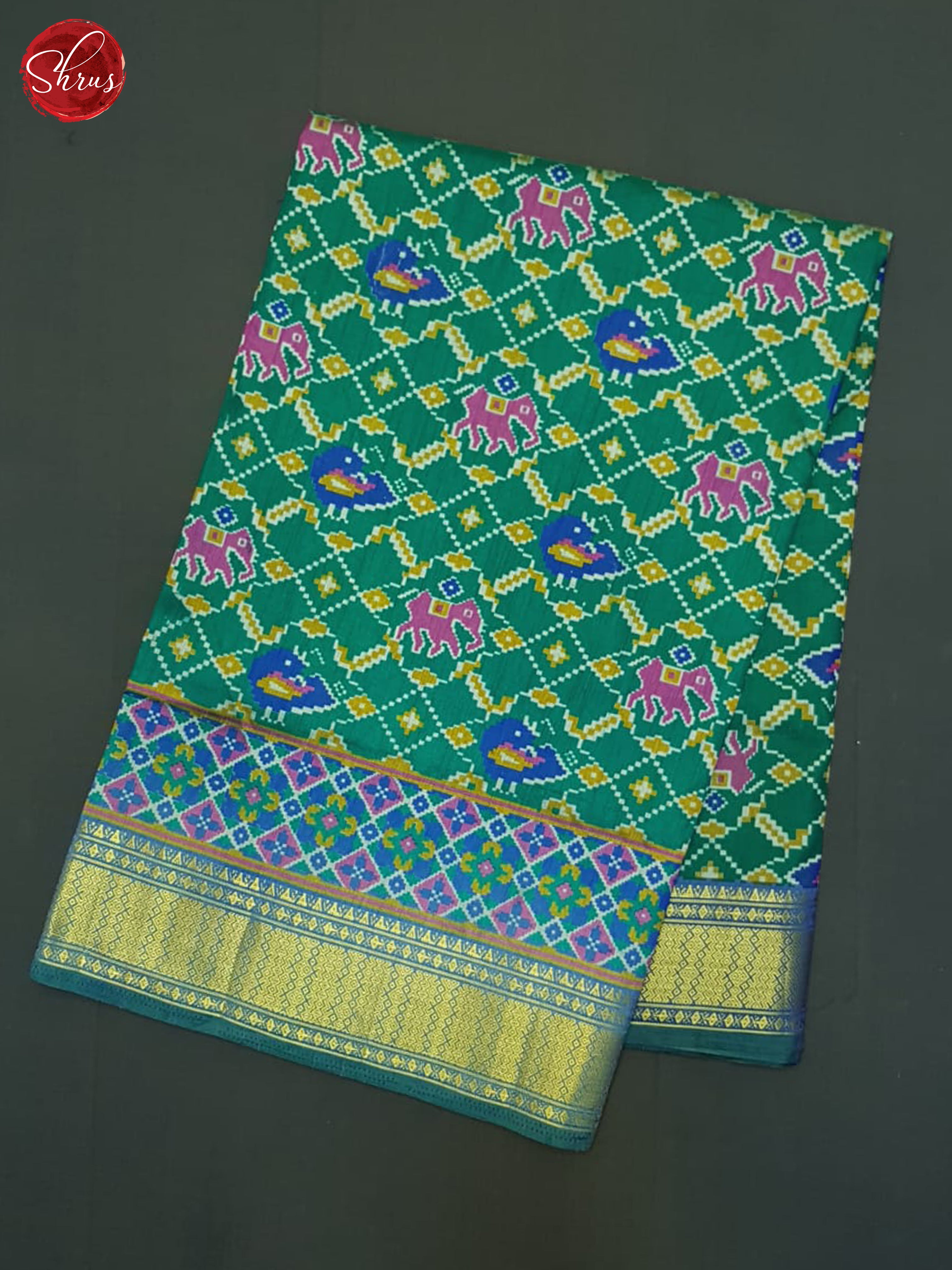 Green & Blue- Semi Patola Saree - Shop on ShrusEternity.com