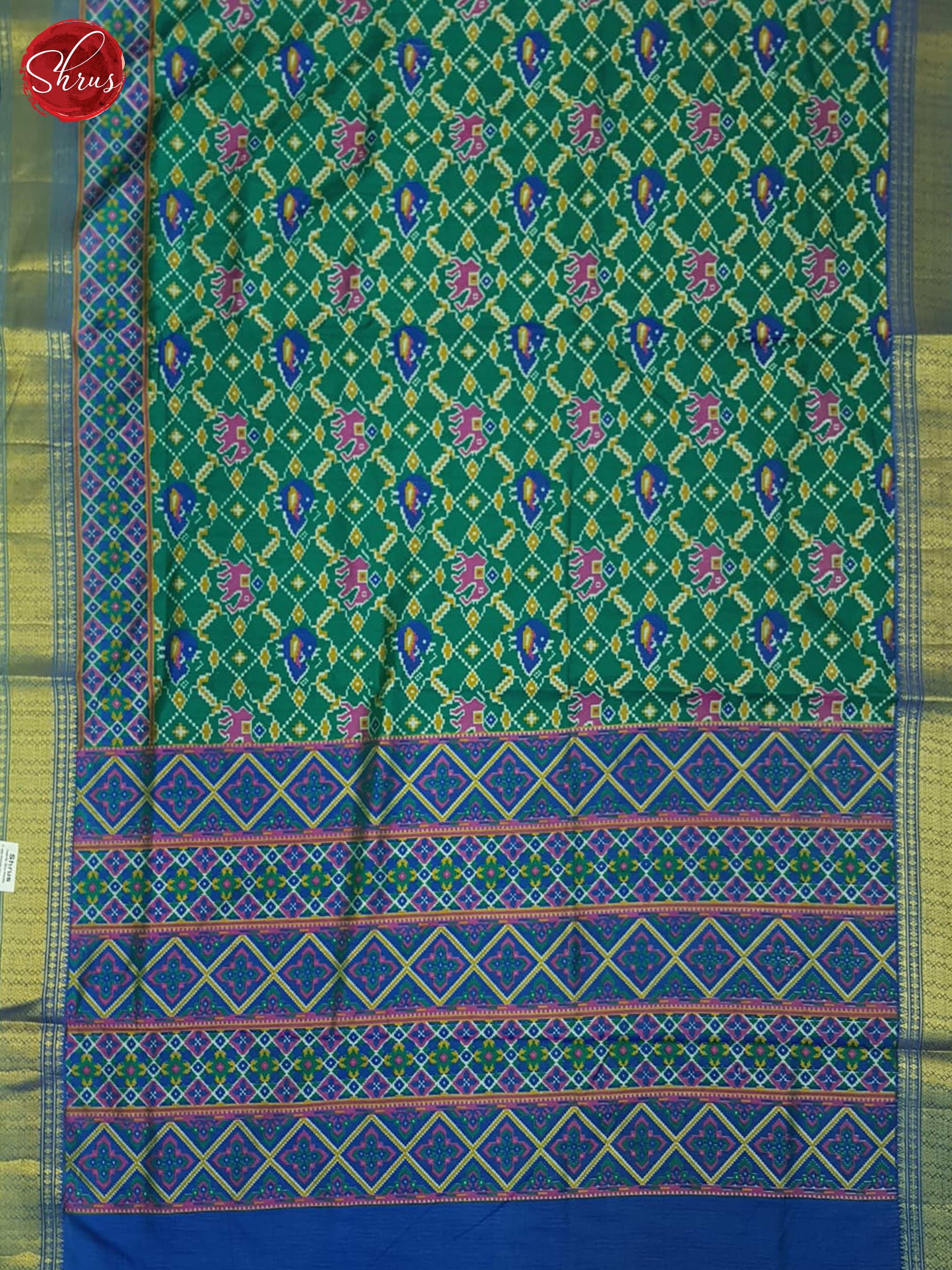 Green & Blue- Semi Patola Saree - Shop on ShrusEternity.com