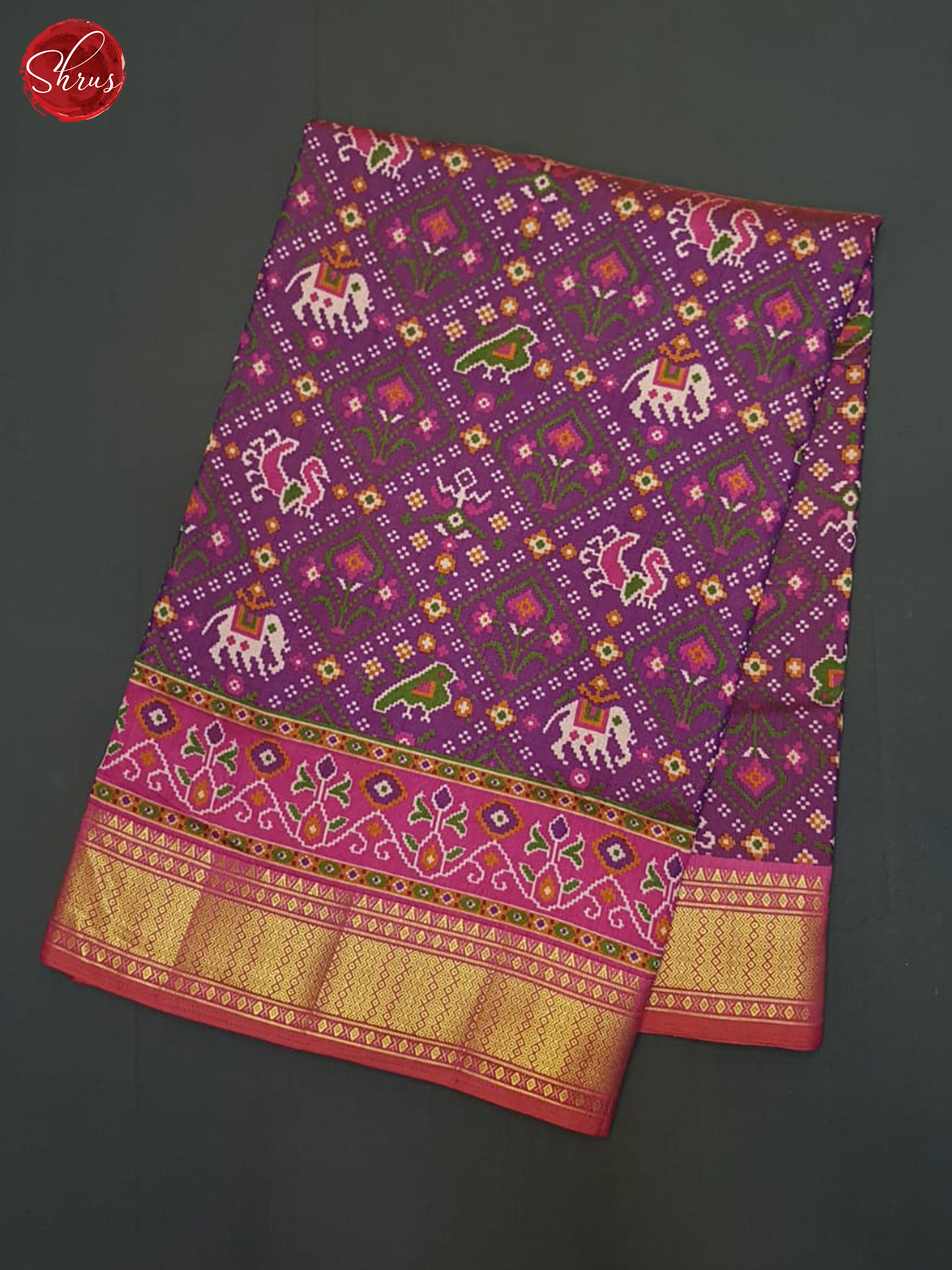 Purple & Pink- Semi Patola Saree - Shop on ShrusEternity.com
