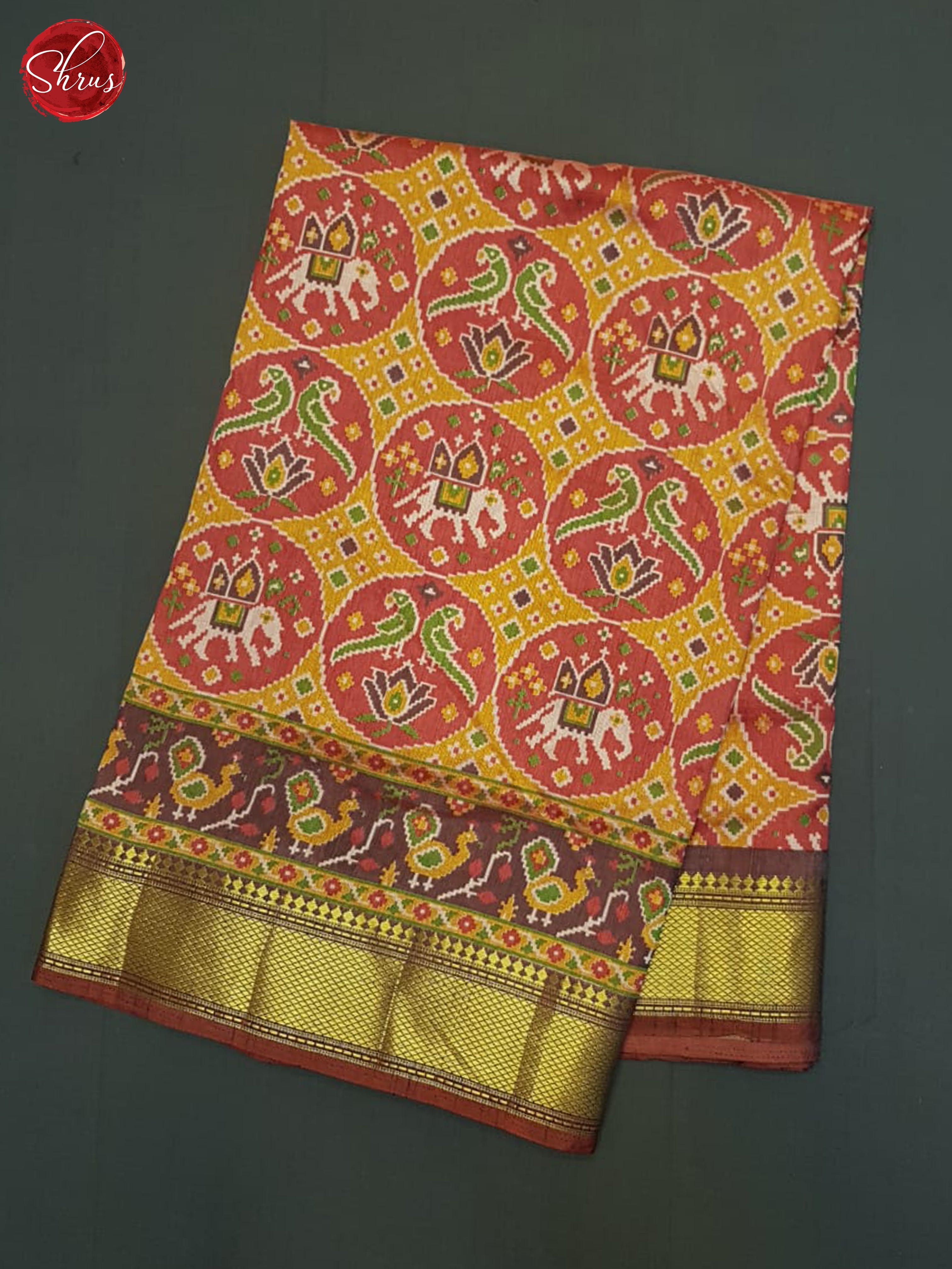 Orange & Brown - Semi Patola Saree - Shop on ShrusEternity.com