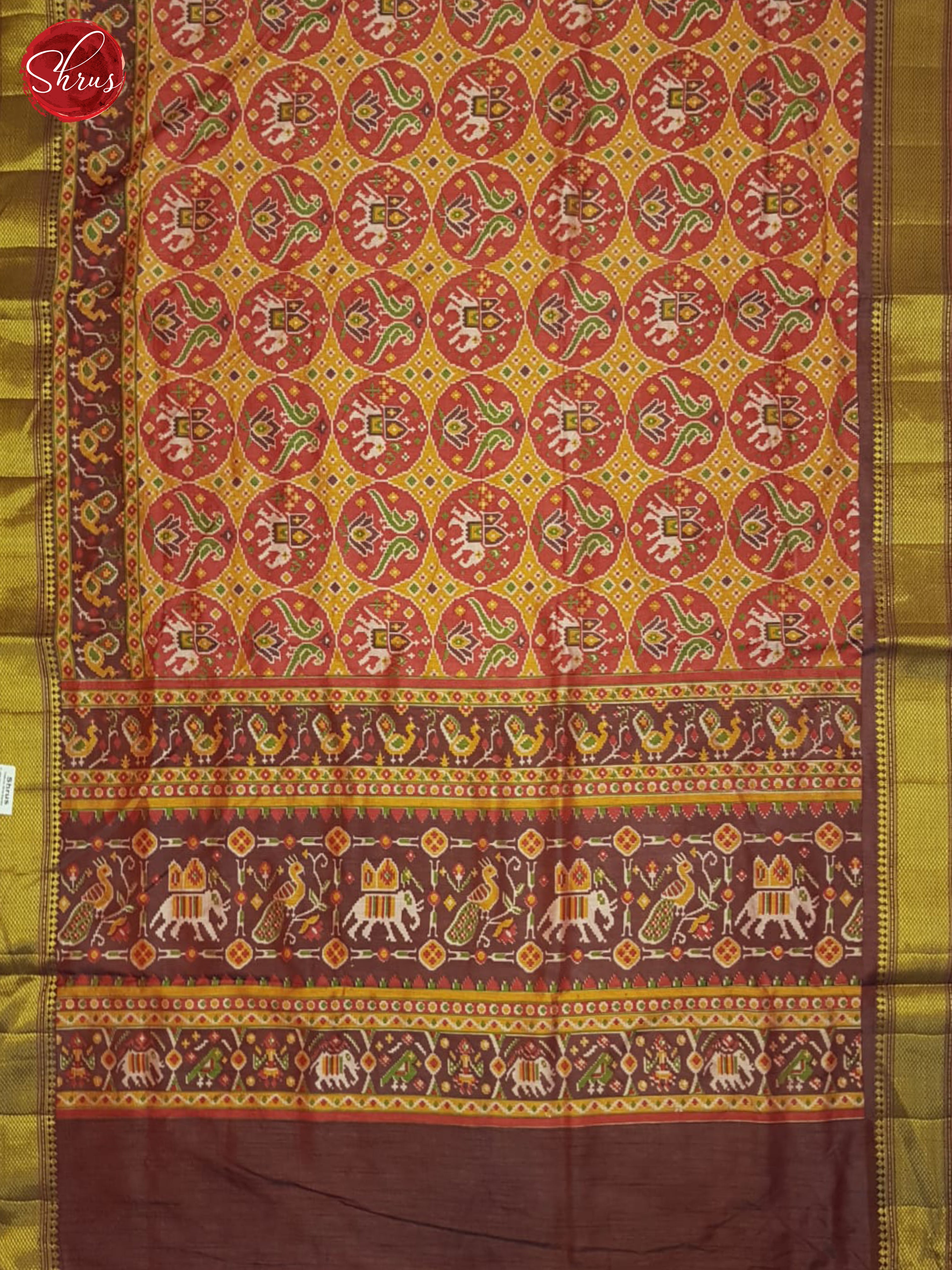 Orange & Brown - Semi Patola Saree - Shop on ShrusEternity.com