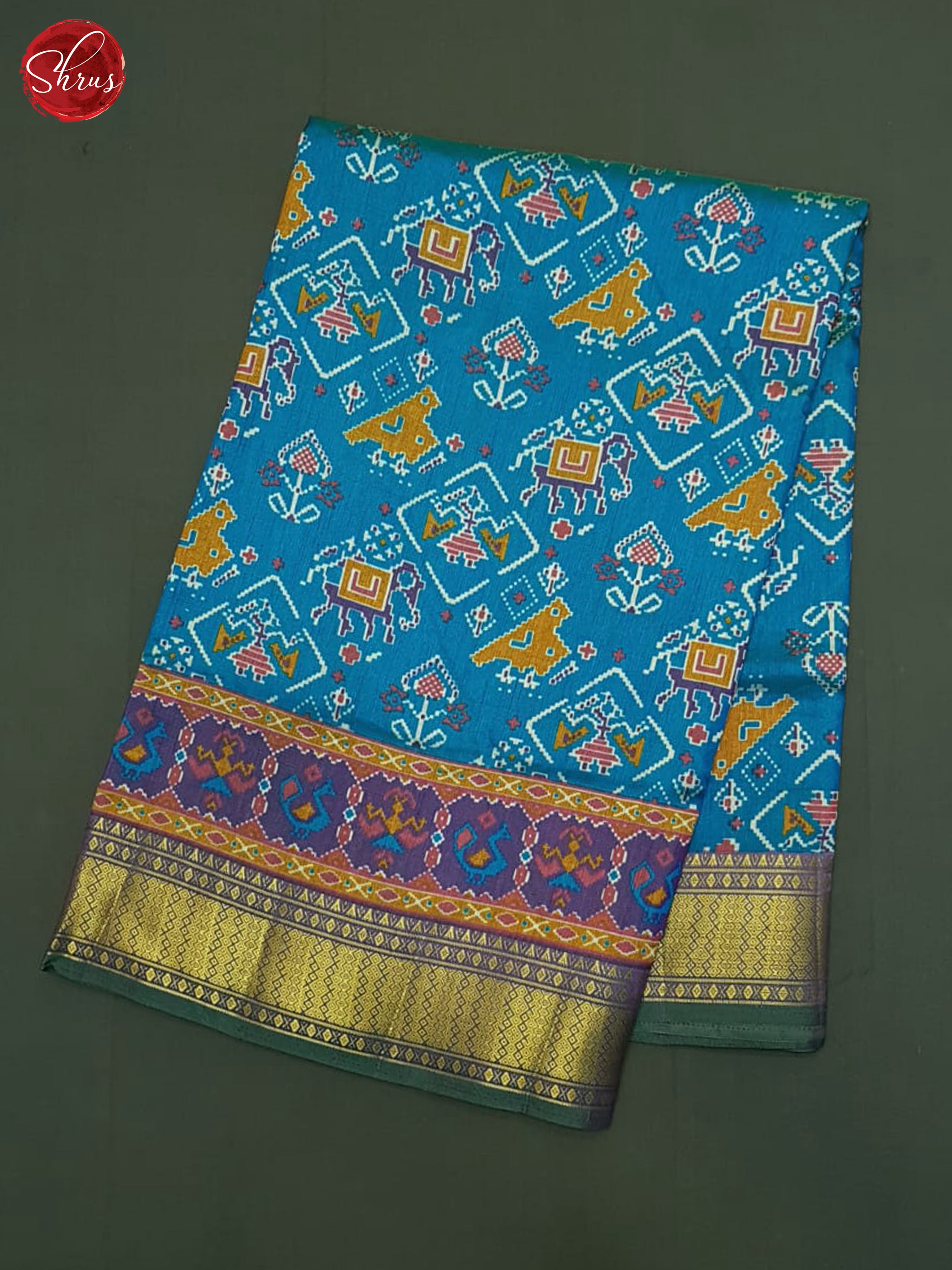 Blue & Purple- Semi Patola Saree - Shop on ShrusEternity.com
