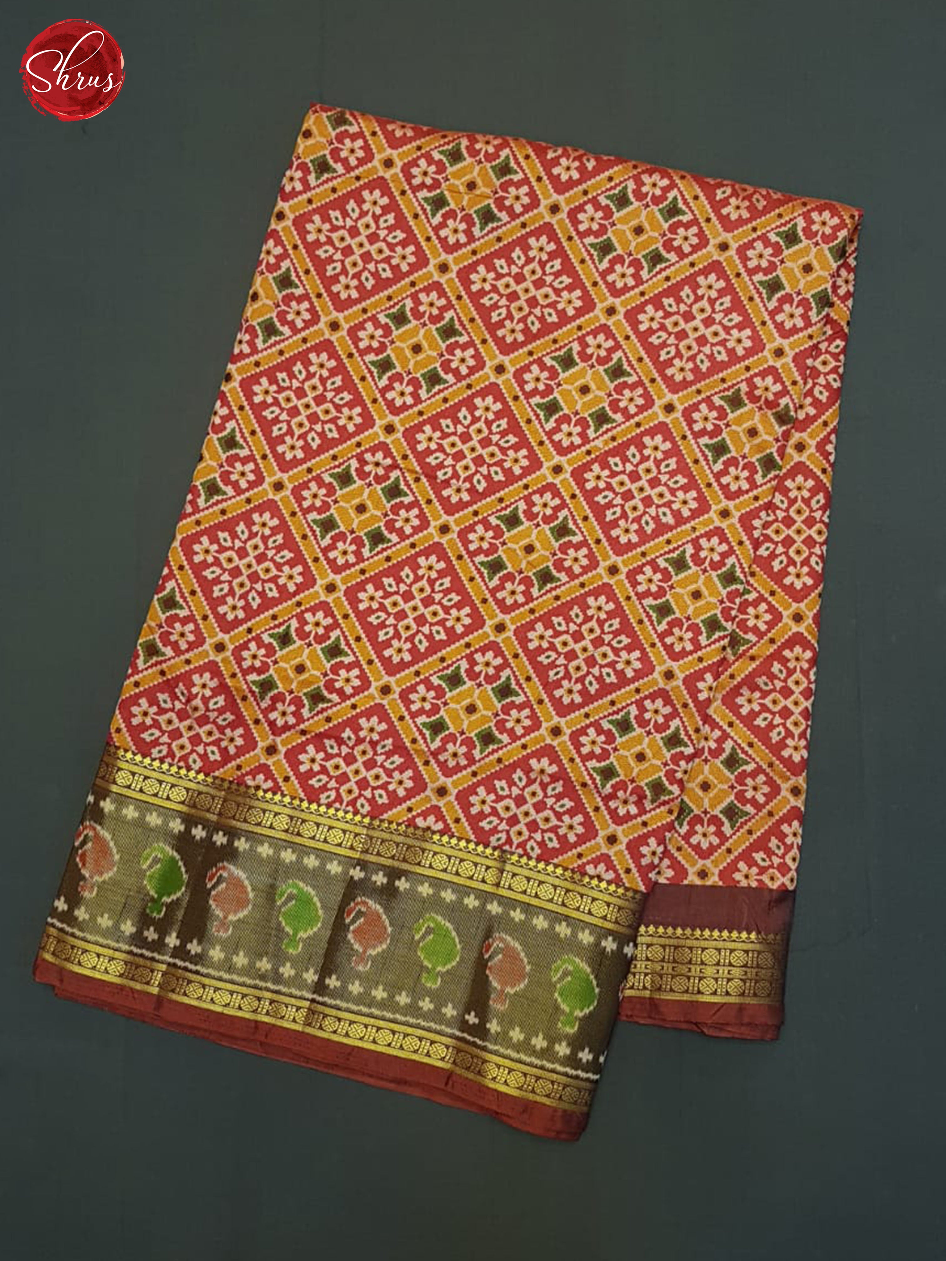 Red And Brown- Semi Patola Saree - Shop on ShrusEternity.com