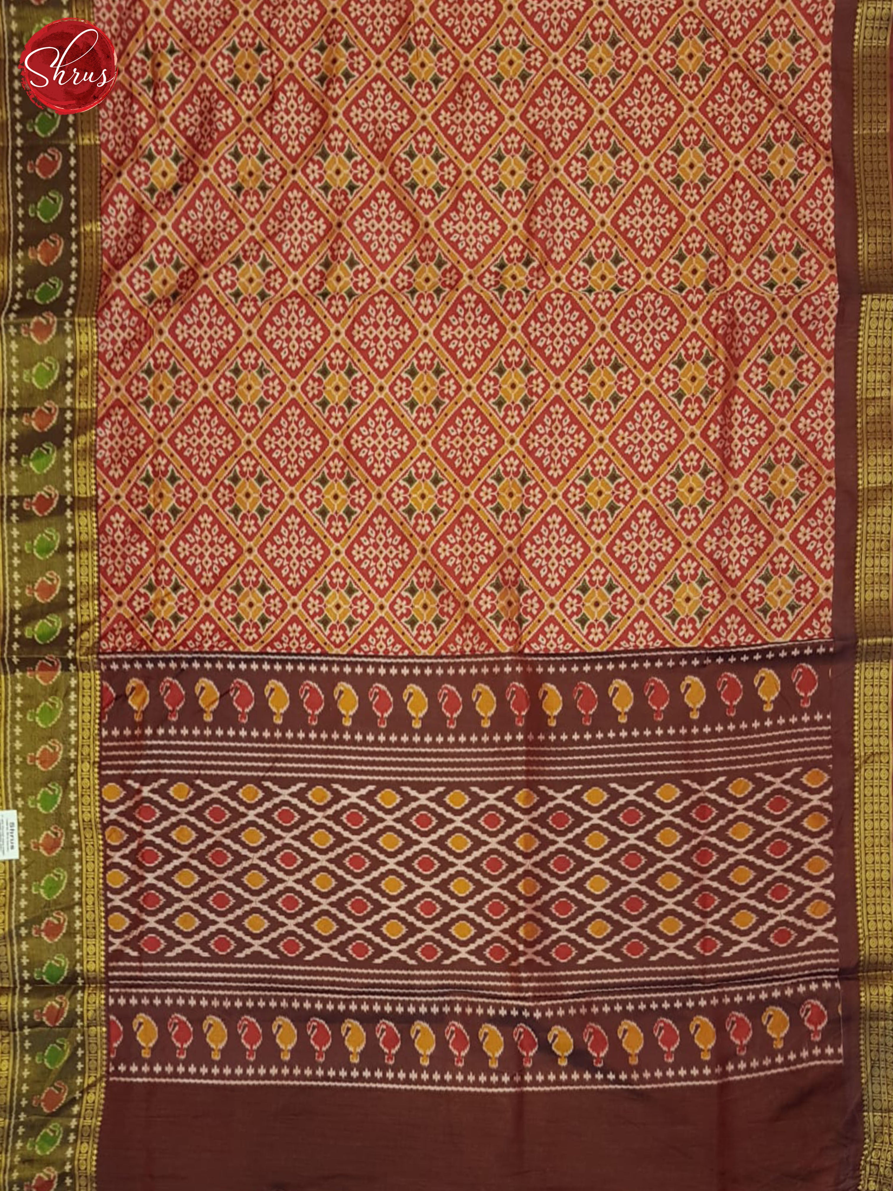 Red And Brown- Semi Patola Saree - Shop on ShrusEternity.com