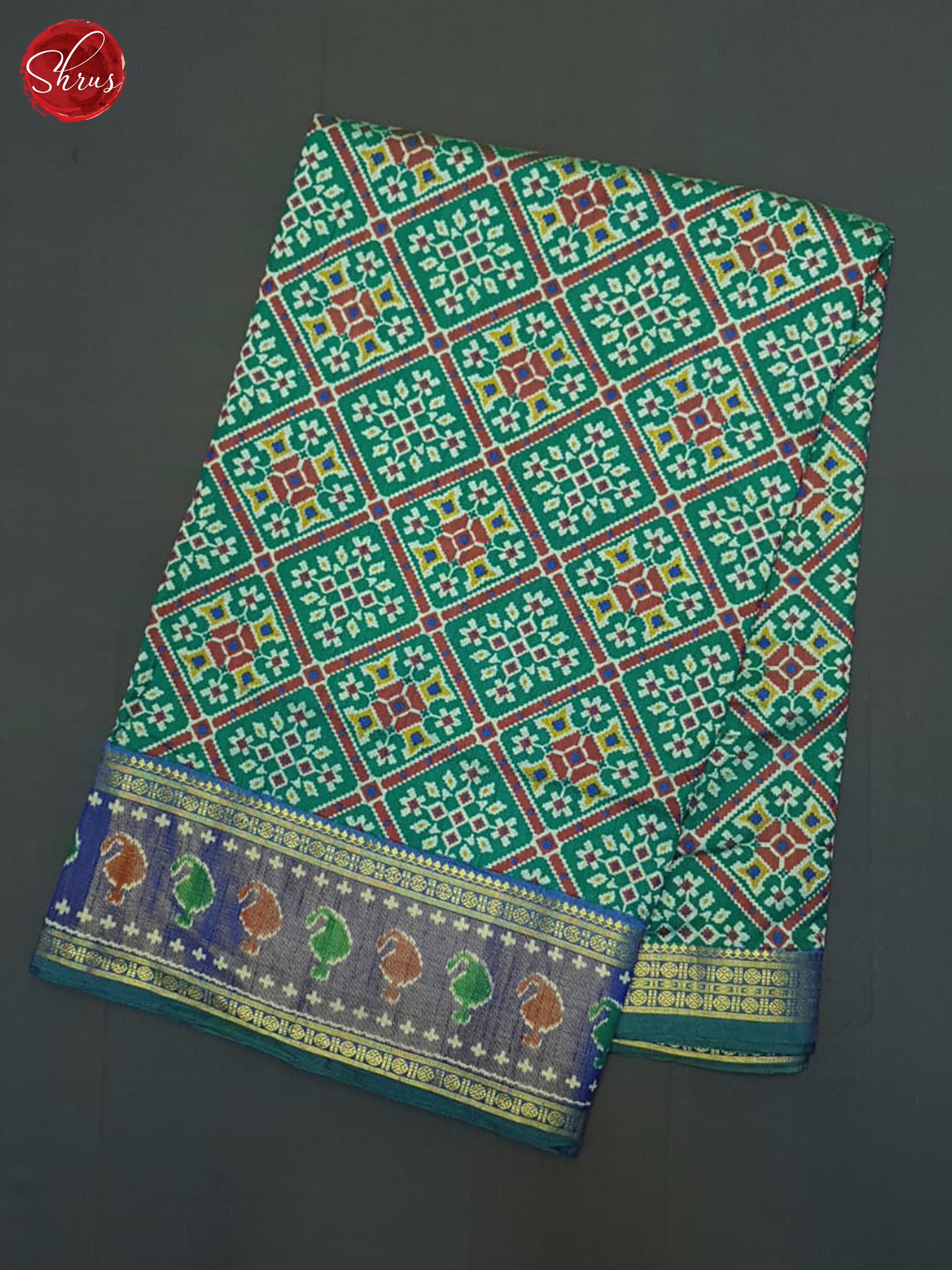 Green And Blue- Semi Patola Saree - Shop on ShrusEternity.com