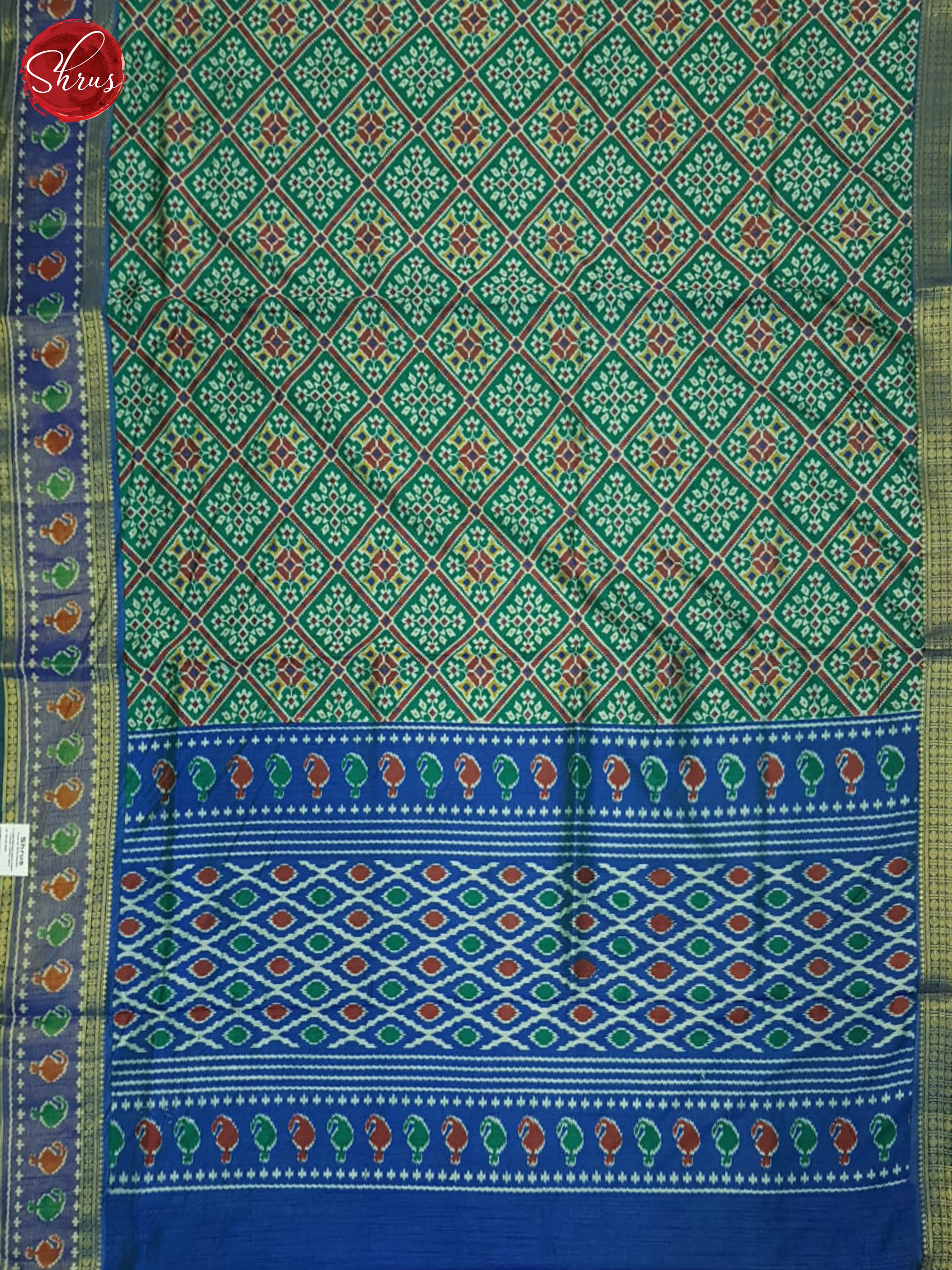 Green And Blue- Semi Patola Saree - Shop on ShrusEternity.com