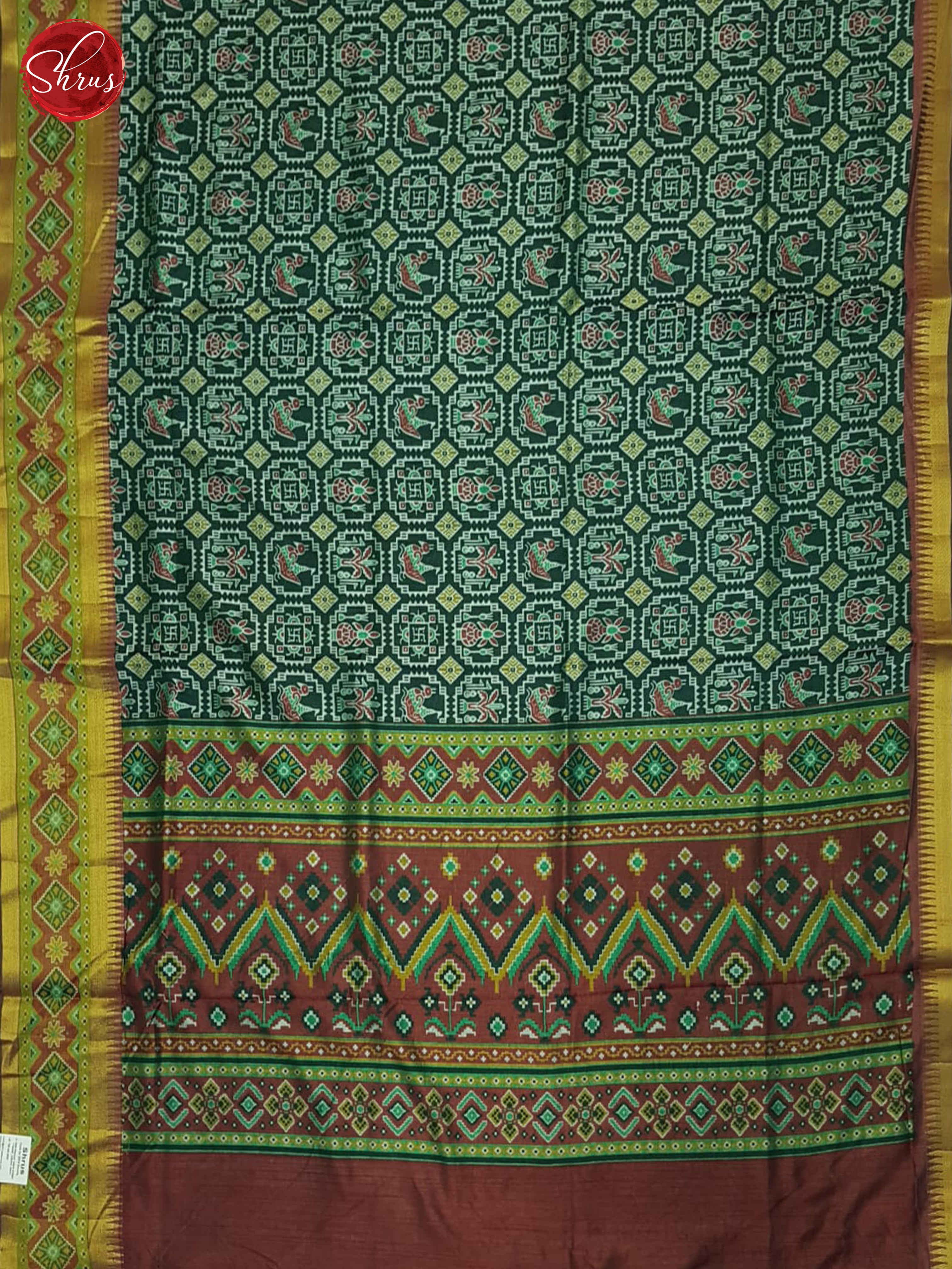 green & Brown - Semi Patola Saree - Shop on ShrusEternity.com