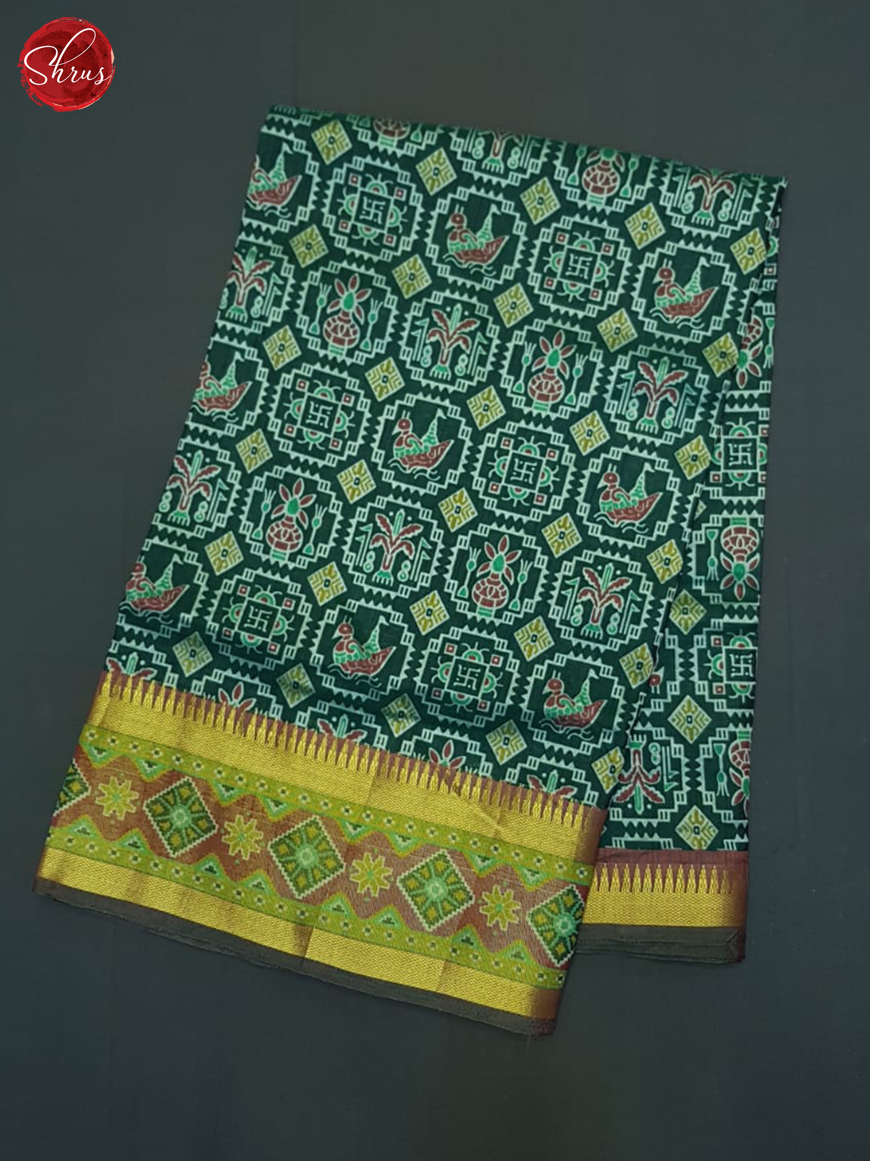 green & Brown - Semi Patola Saree - Shop on ShrusEternity.com