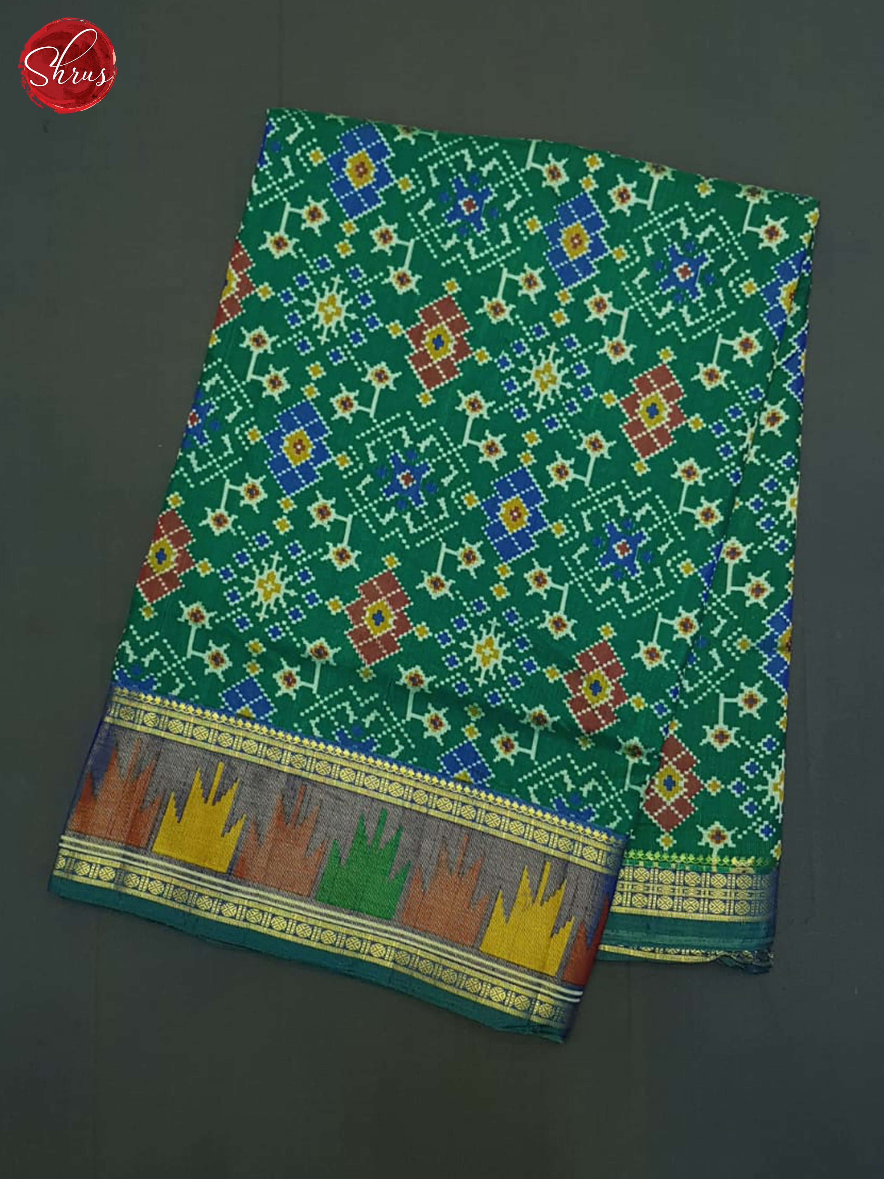 Green And Blue- Semi Patola Saree - Shop on ShrusEternity.com