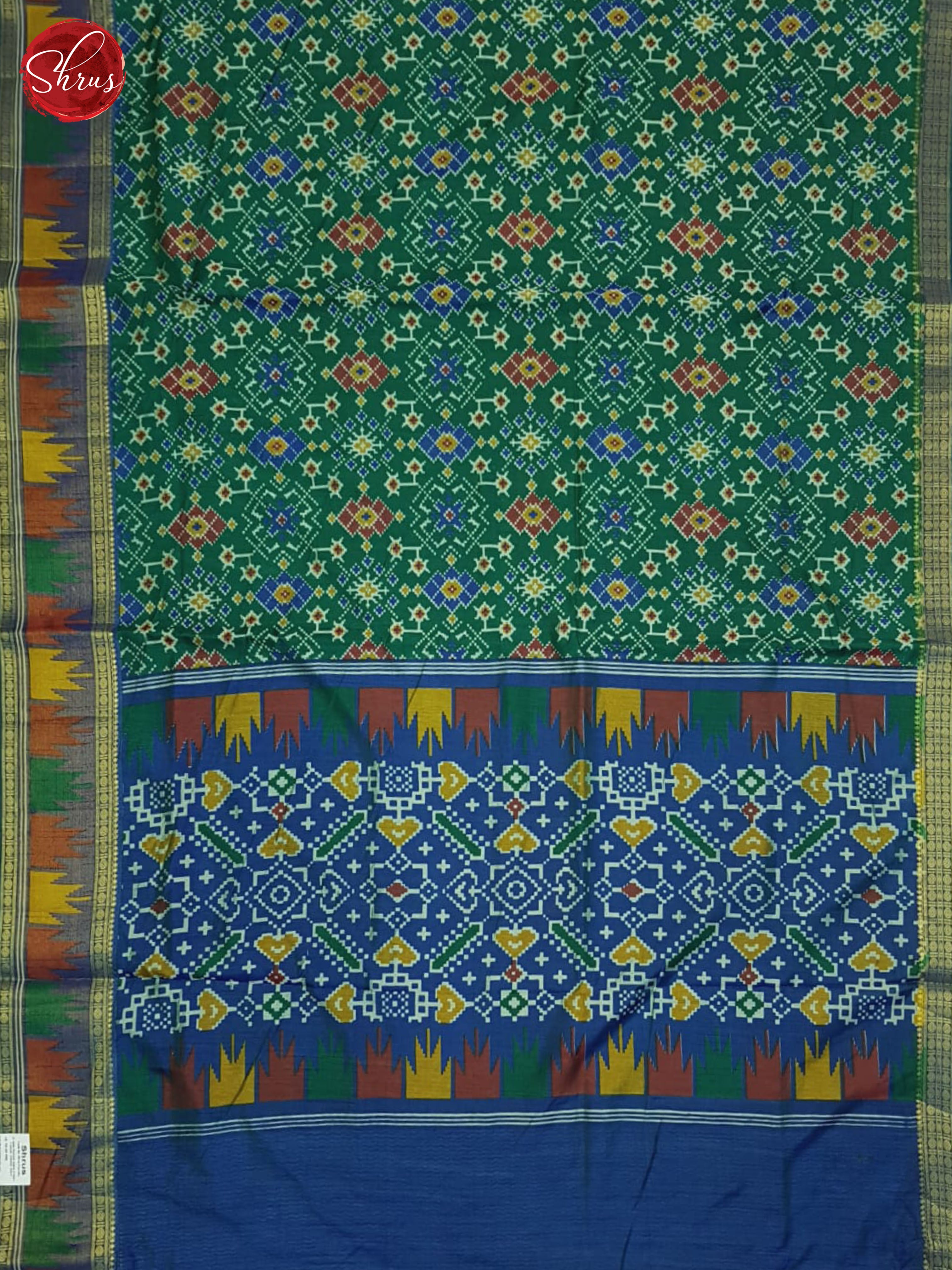 Green And Blue- Semi Patola Saree - Shop on ShrusEternity.com