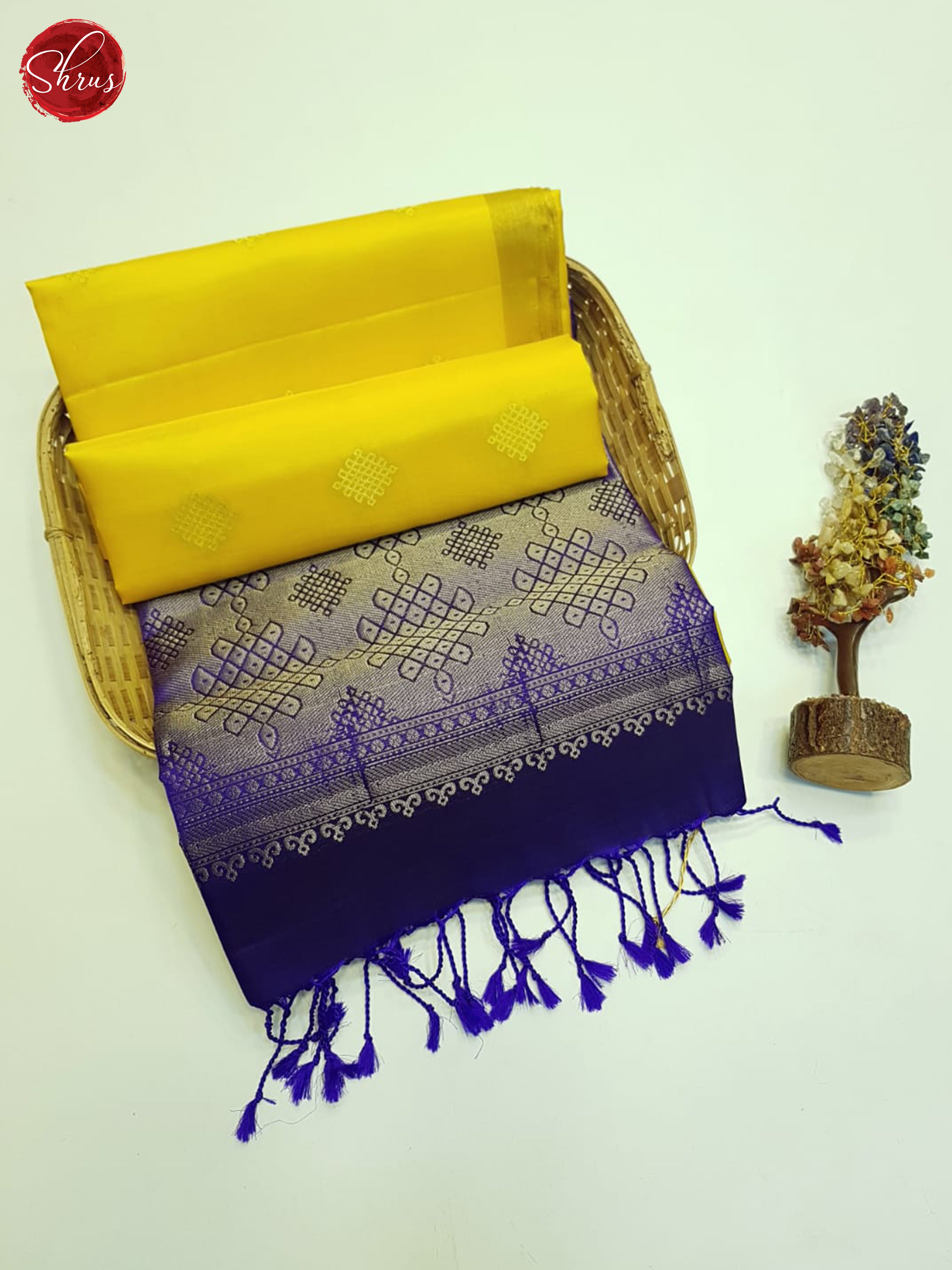 Yellow And Purple- Soft Silk Saree-2