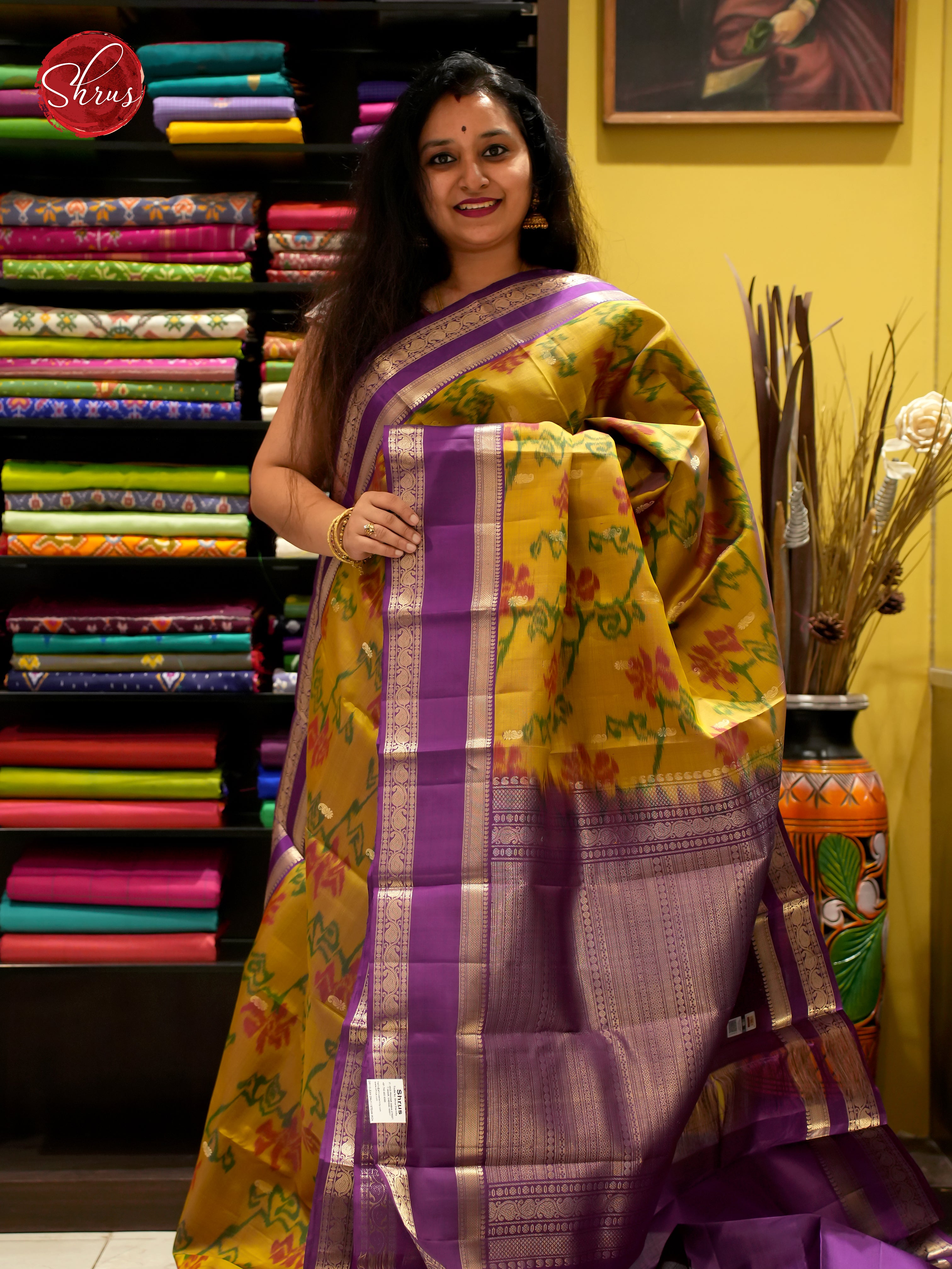 Golden Green And Wine- Soft Silk Saree - Shop on ShrusEternity.com