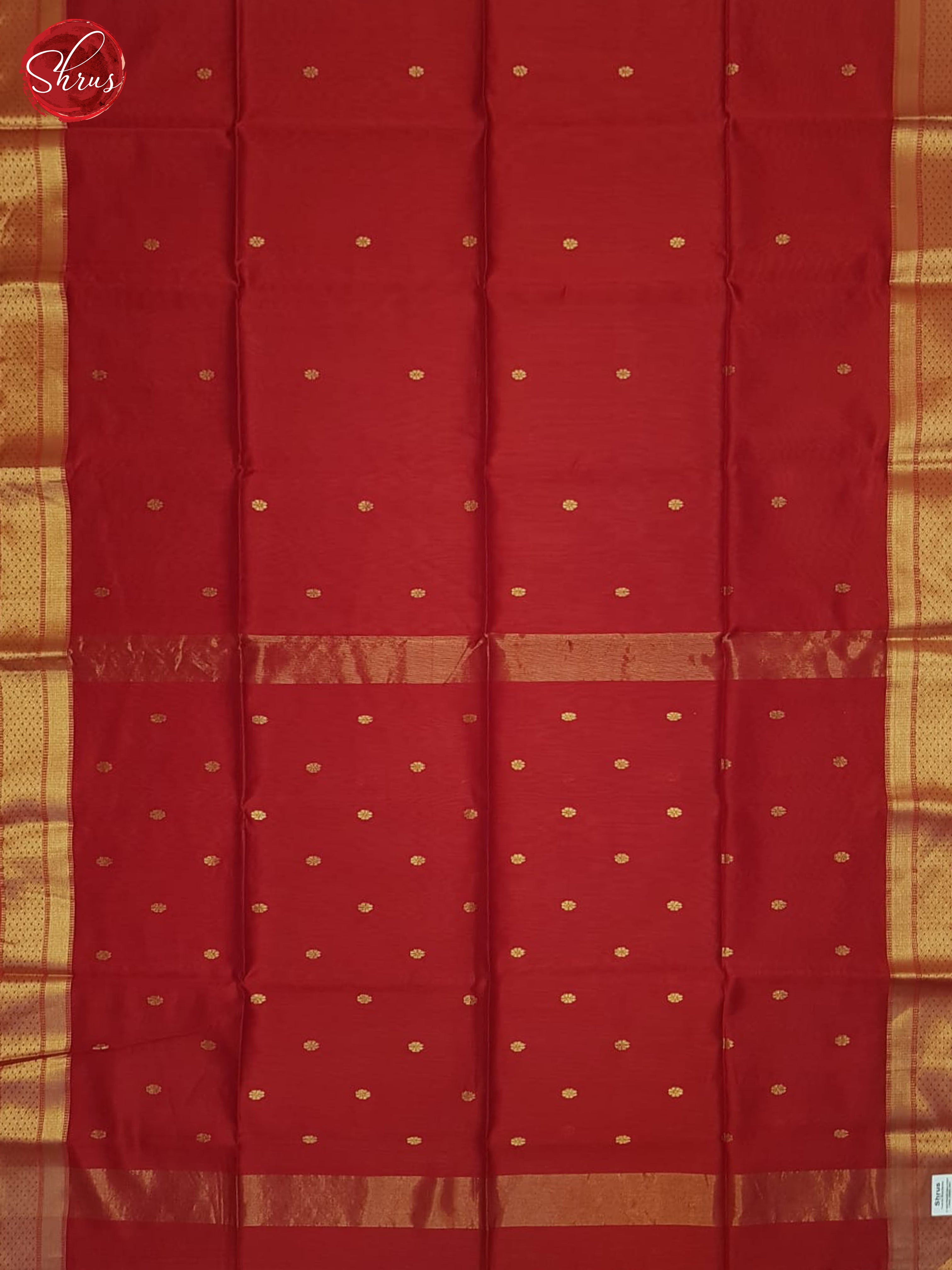 Red(Single tone) Maheshwari silkcotton Saree - Shop on ShrusEternity.com