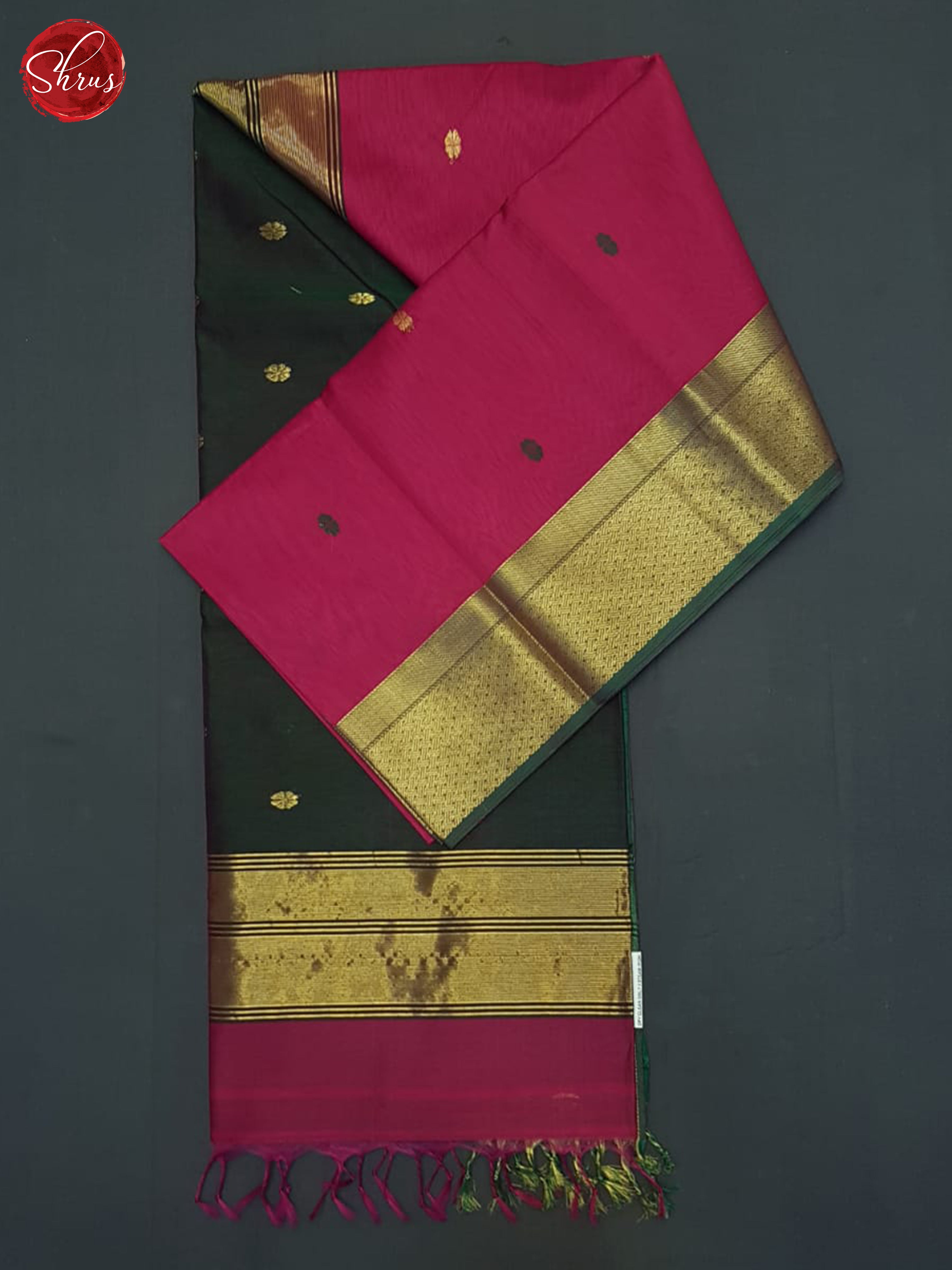 Pink and Green - Maheshwari silkcotton Saree - Shop on ShrusEternity.com