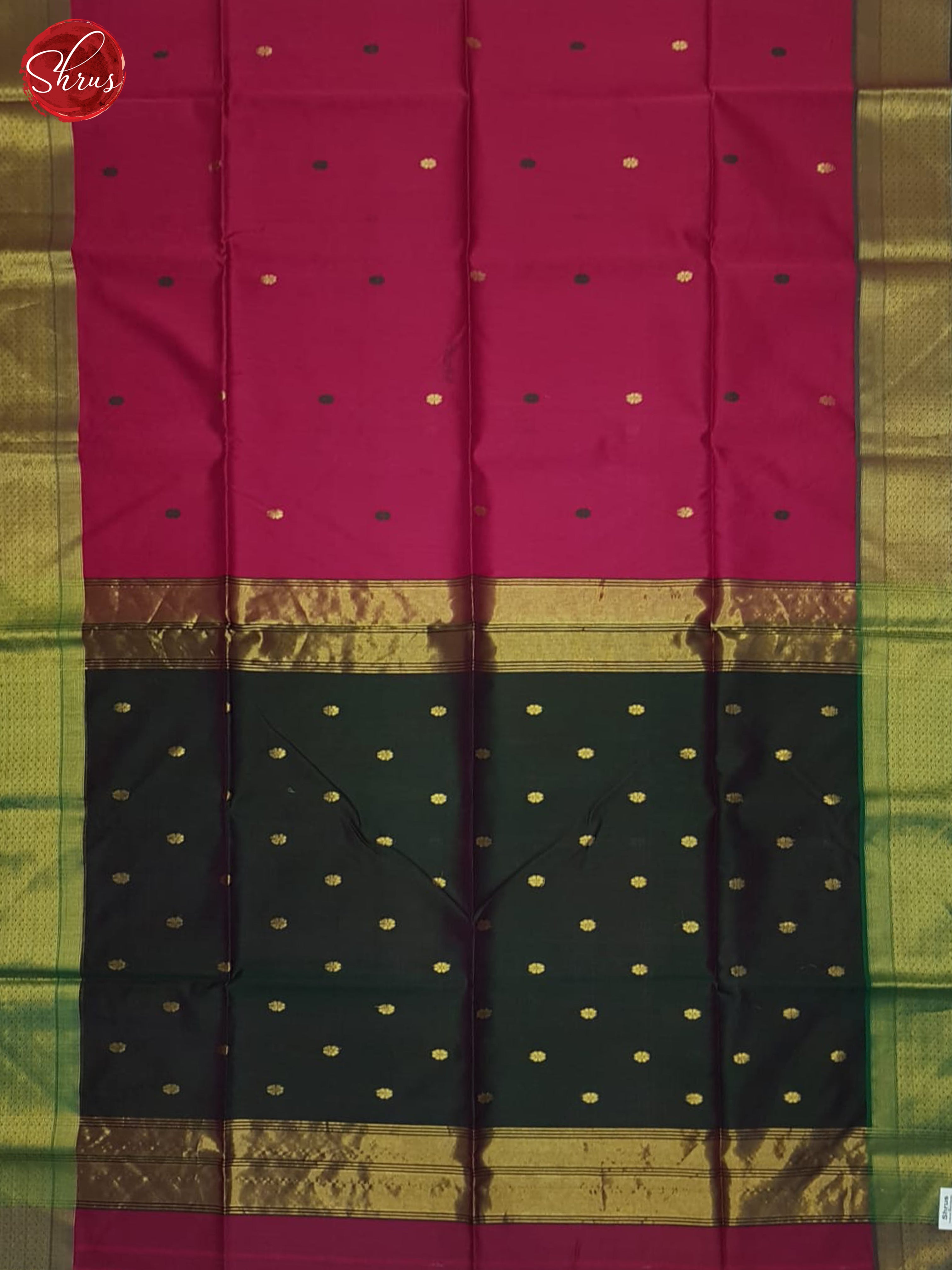 Pink and Green - Maheshwari silkcotton Saree - Shop on ShrusEternity.com