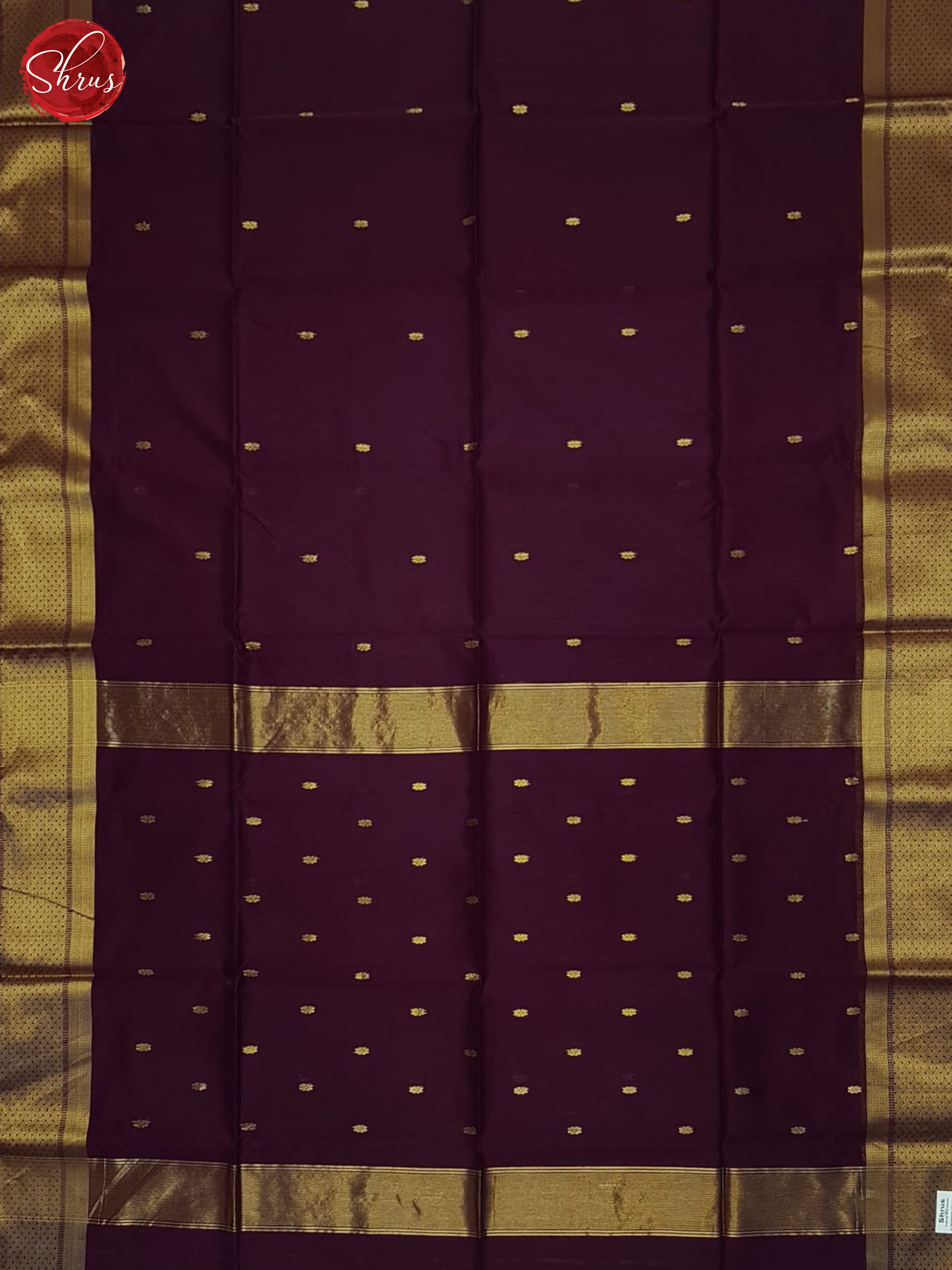 Deep Wine(Single Tone)- Maheshwari Silk Cotton Saree - Shop on ShrusEternity.com