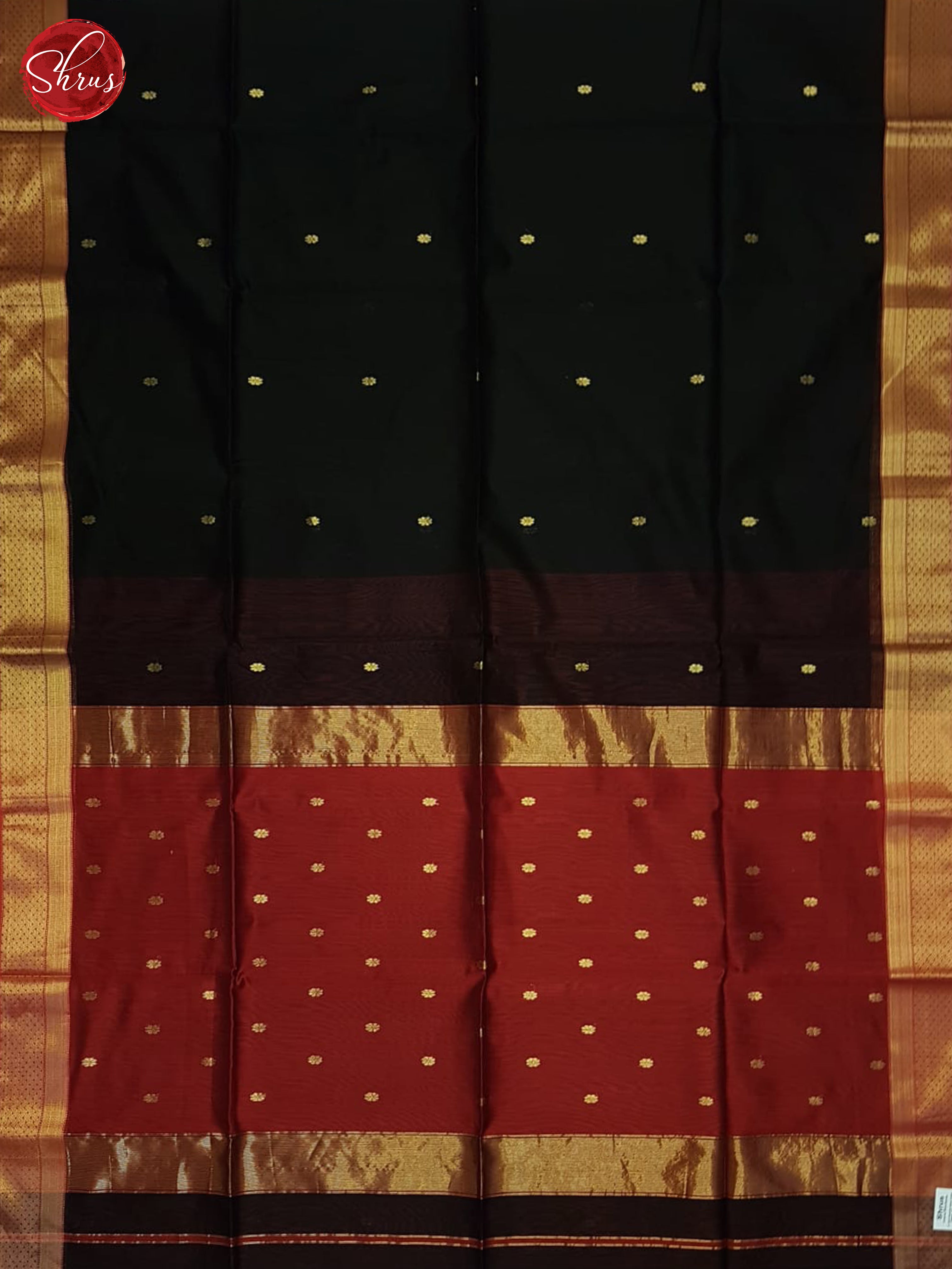 Black and Red - Maheshwari silkcotton Saree - Shop on ShrusEternity.com