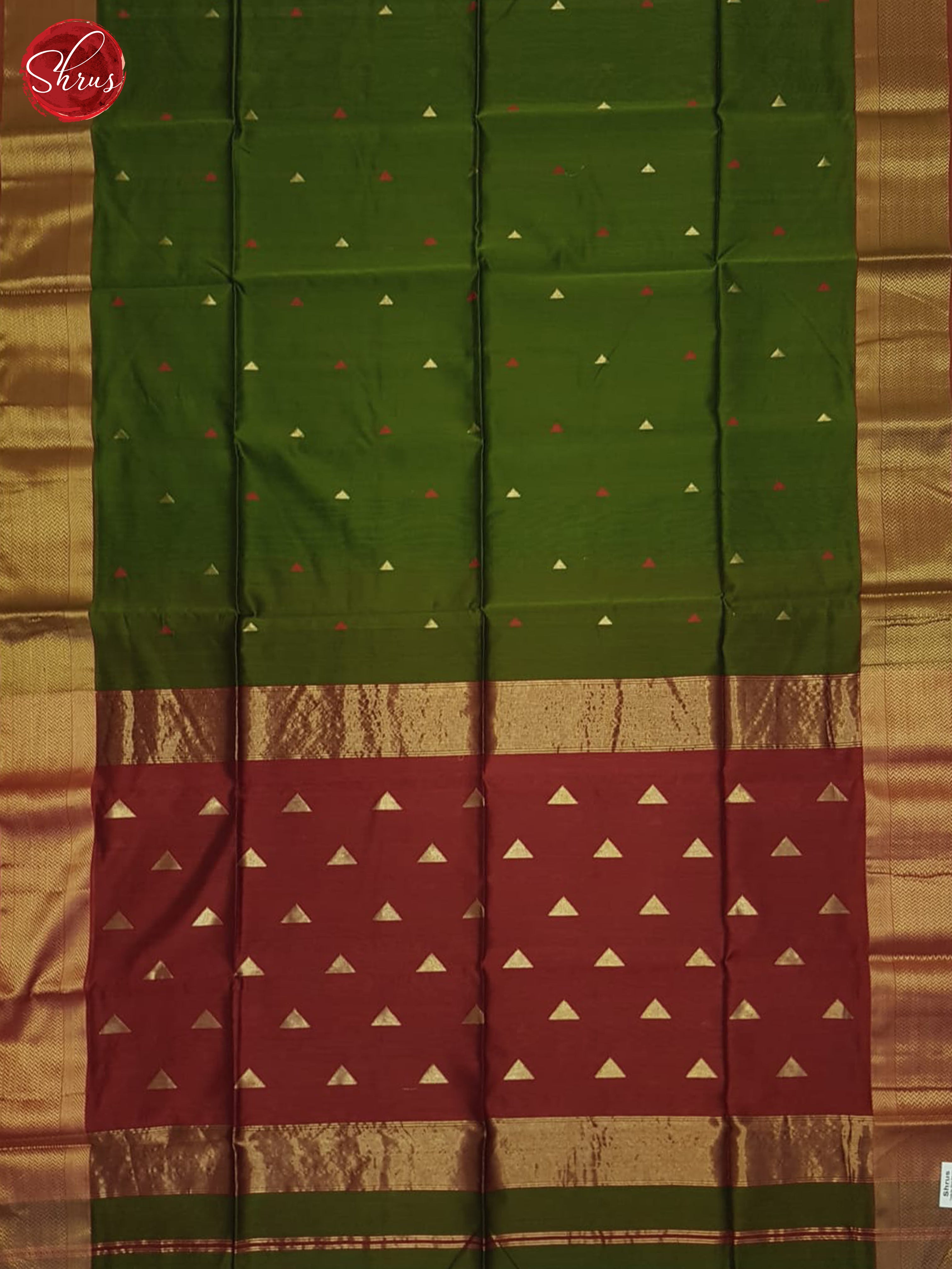 Green & Red - Maheshwari silkcotton Saree - Shop on ShrusEternity.com