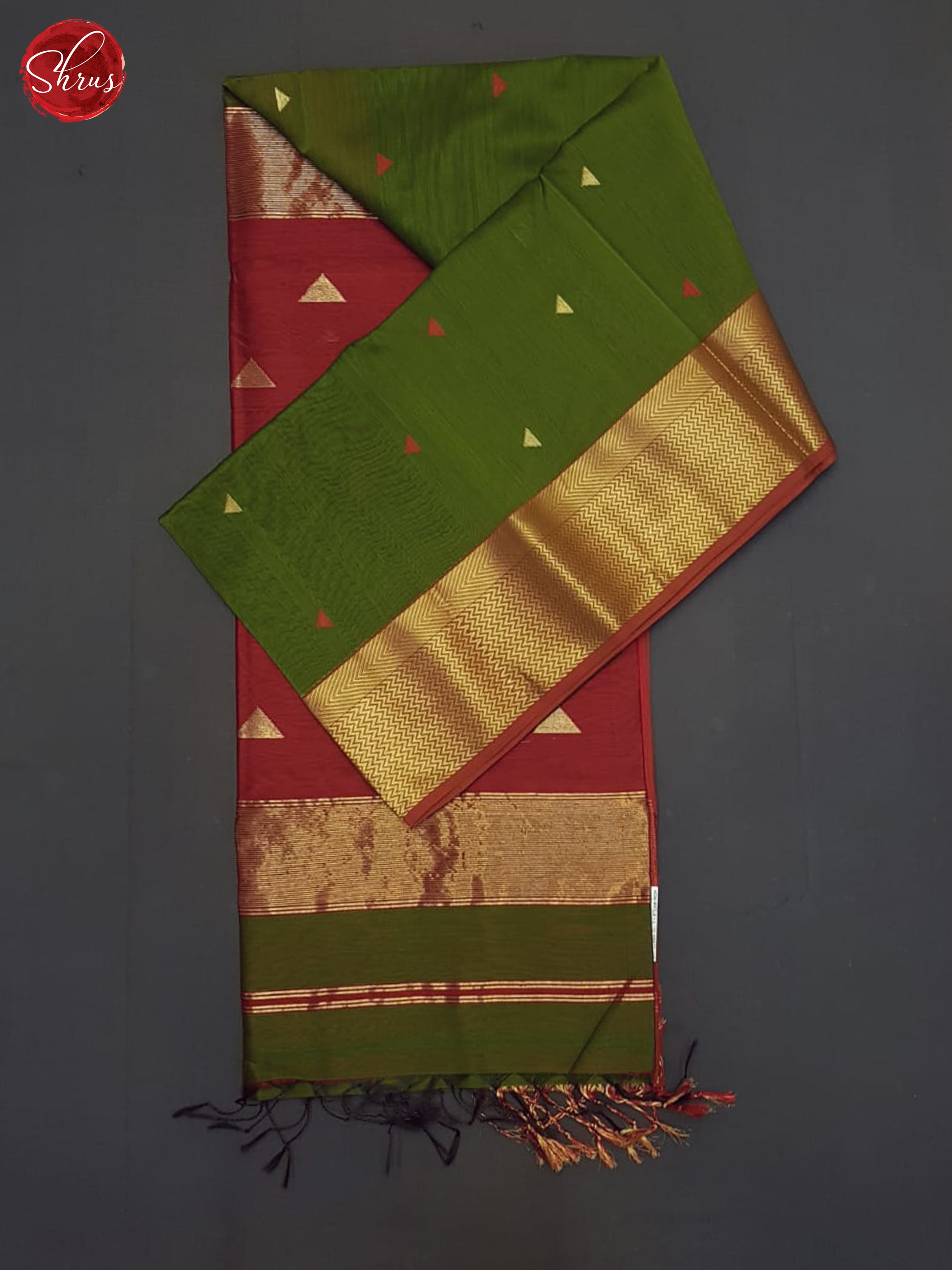 Green & Red - Maheshwari silkcotton Saree - Shop on ShrusEternity.com