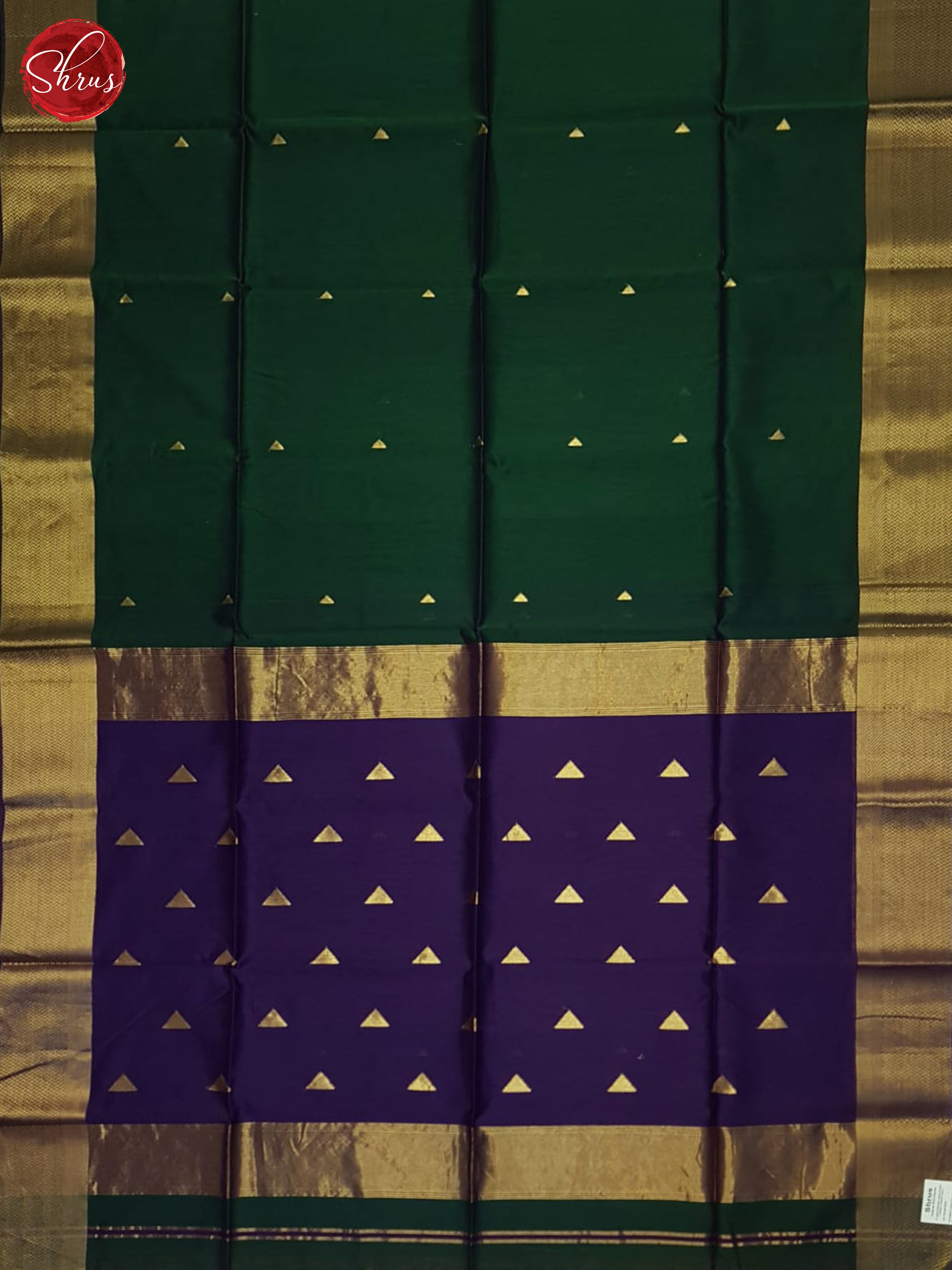 Green and Purple- Maheshwari silkcotton Saree - Shop on ShrusEternity.com