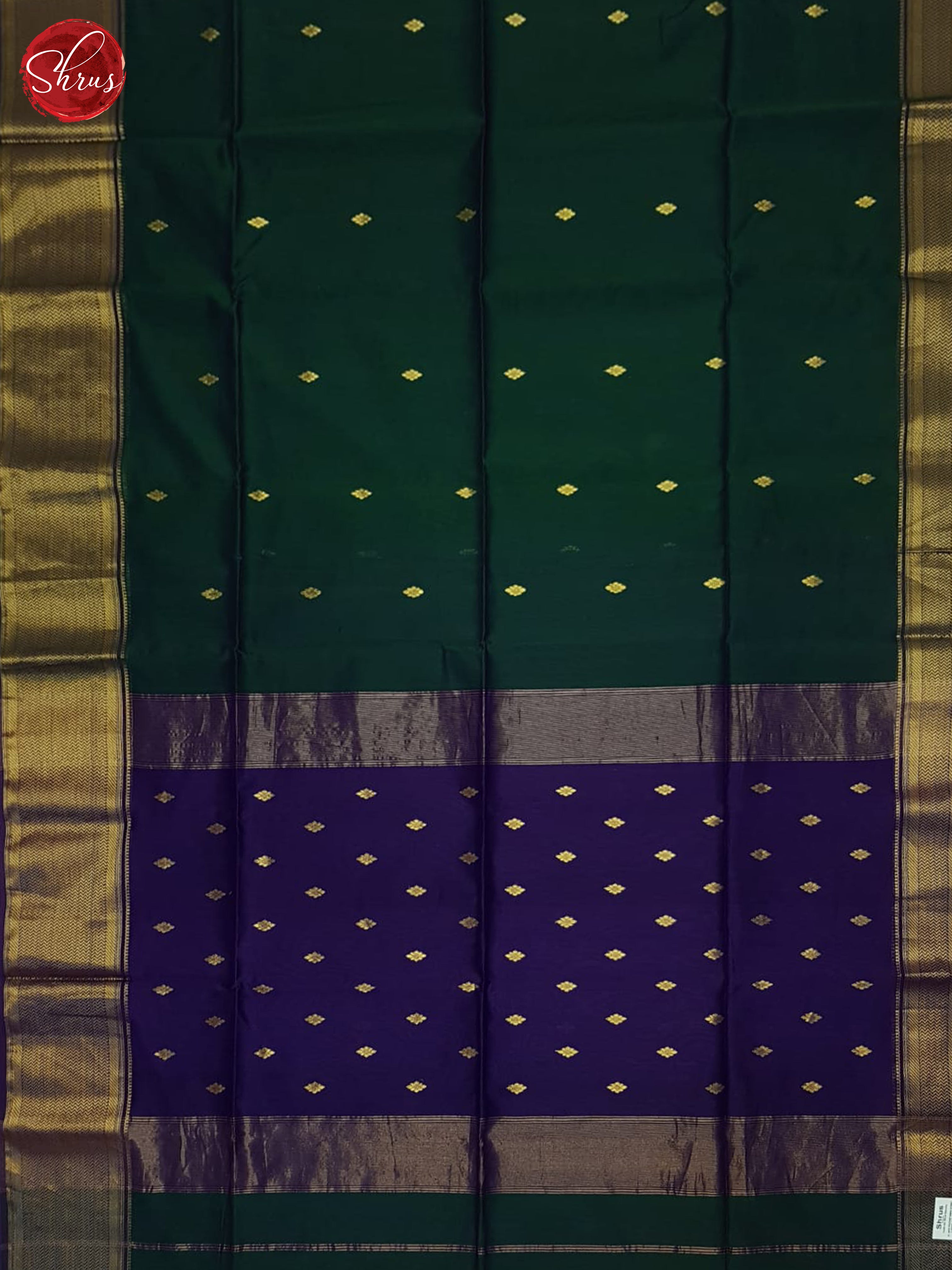 Green & Purple - Maheshwari silkcotton Saree - Shop on ShrusEternity.com