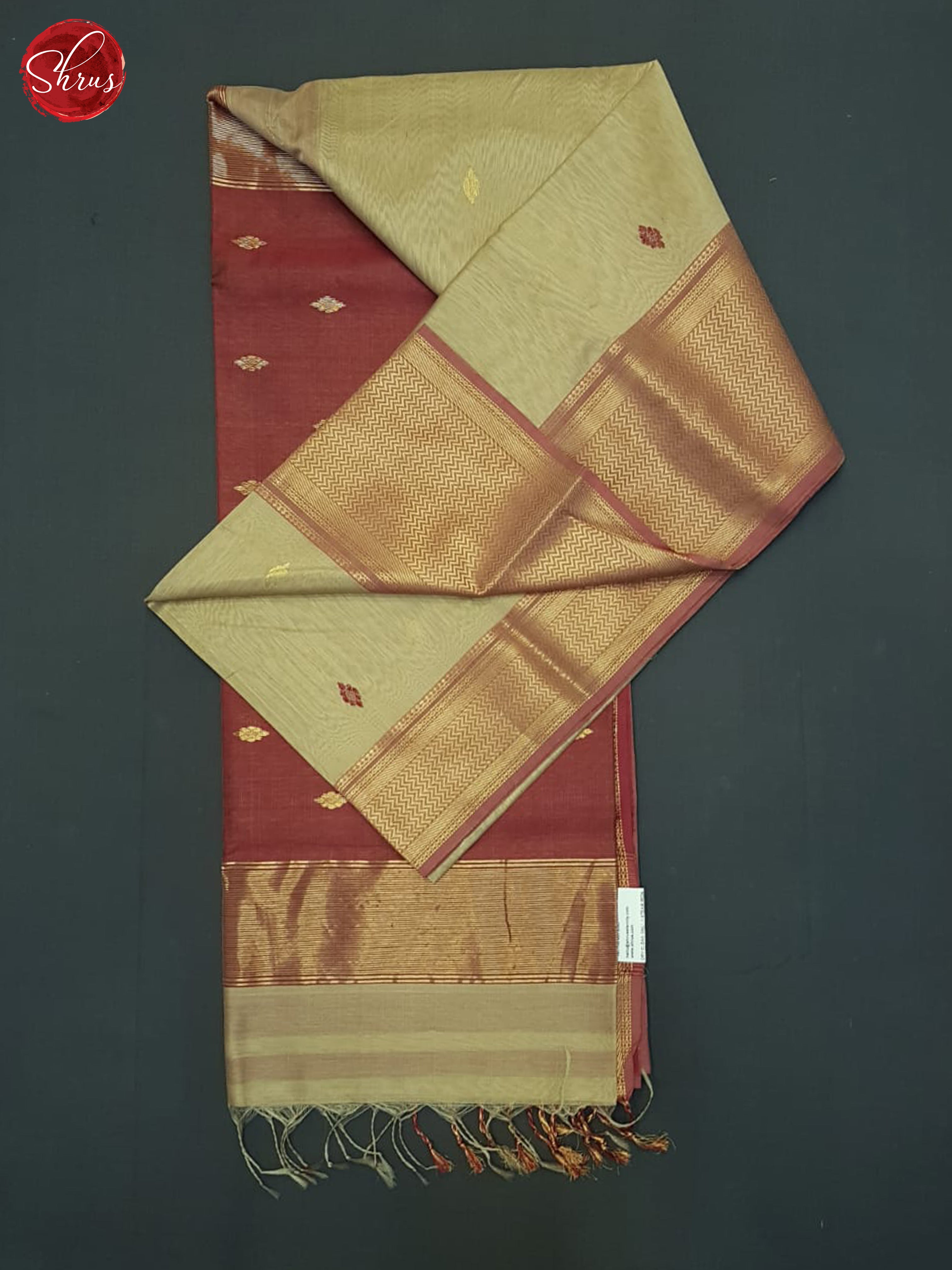 Brown And Maroon- Maheshwari Silk Cotton Saree - Shop on ShrusEternity.com