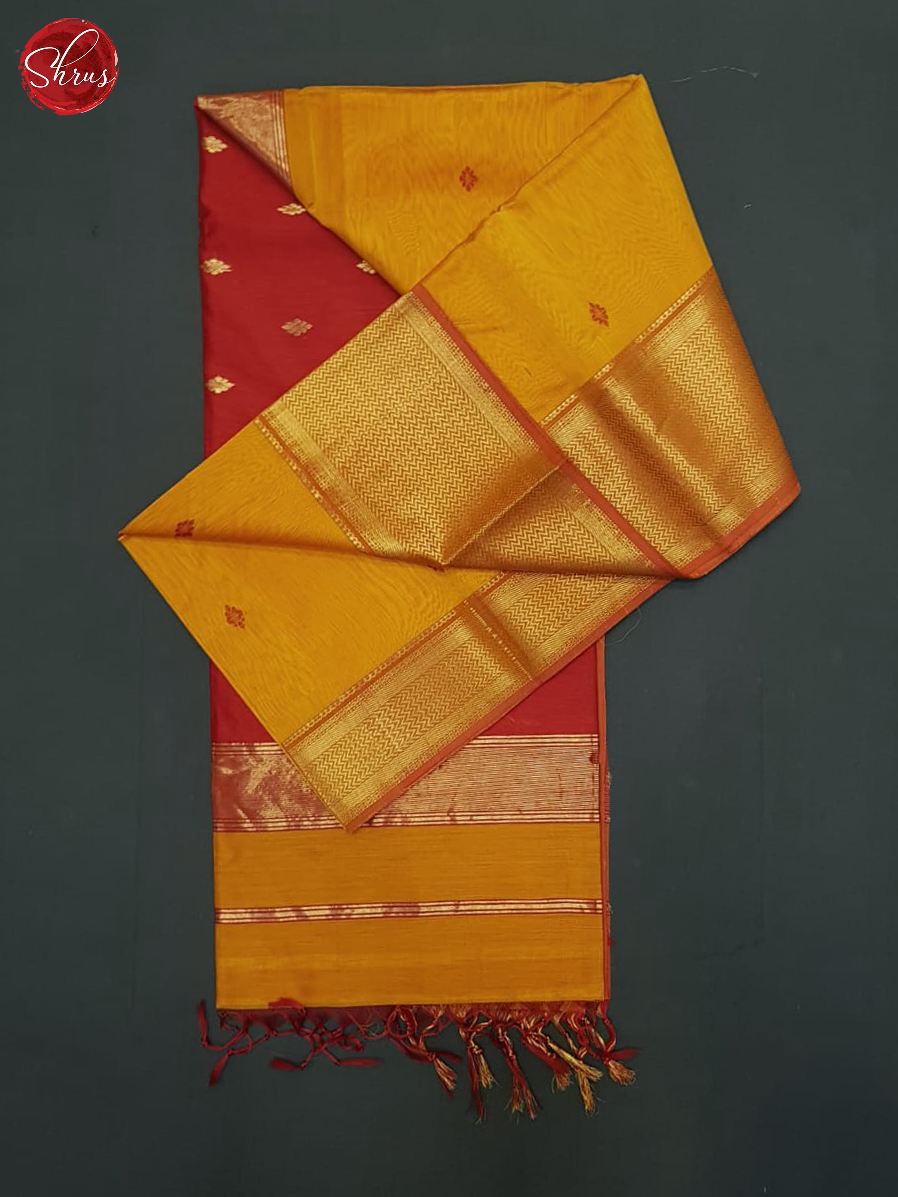 Orange And Red- Maheshwari SiIlk Cotton Saree - Shop on ShrusEternity.com