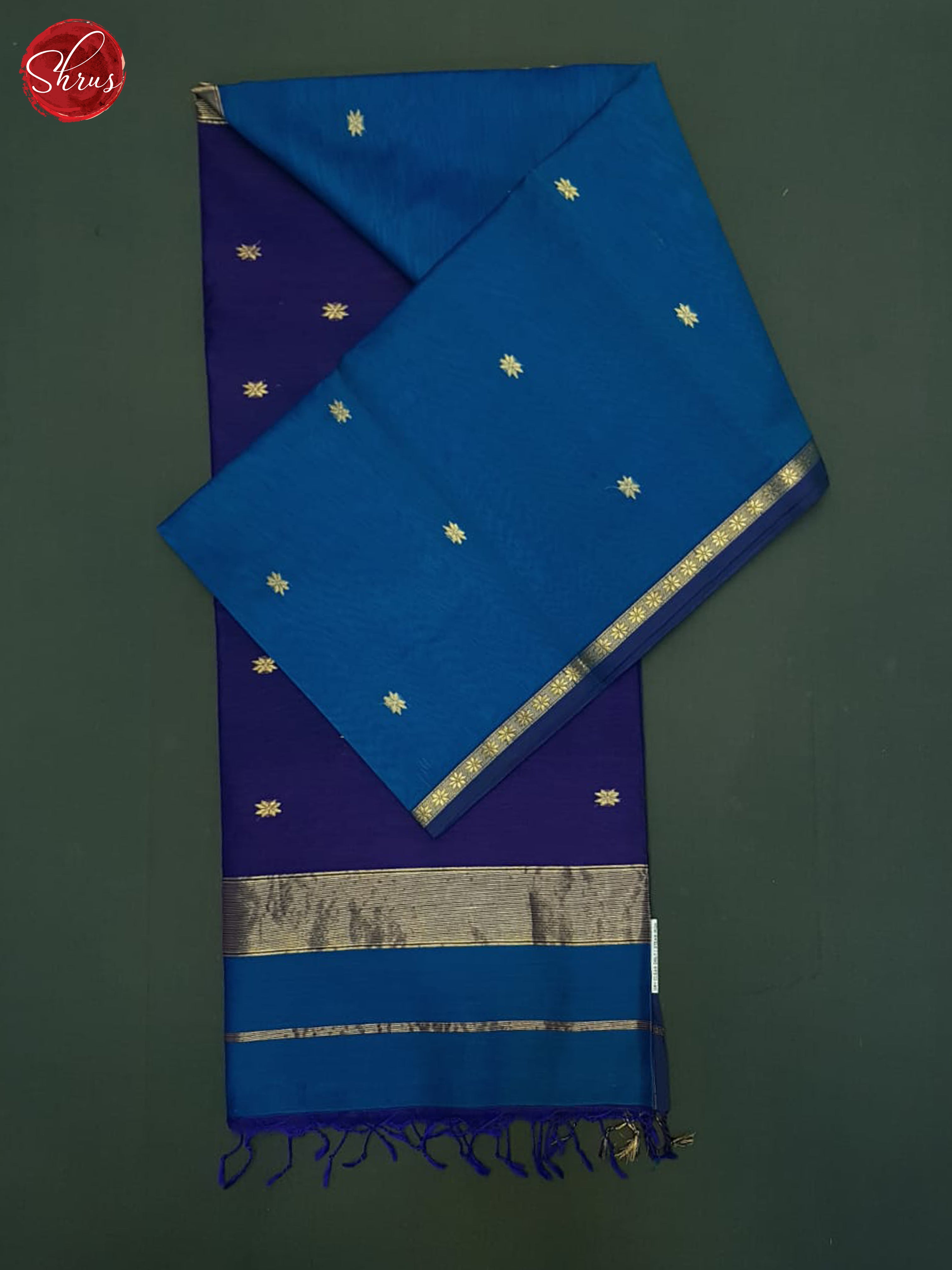 Blue And Purple- Maheshwari Silk Cotton Saree - Shop on ShrusEternity.com