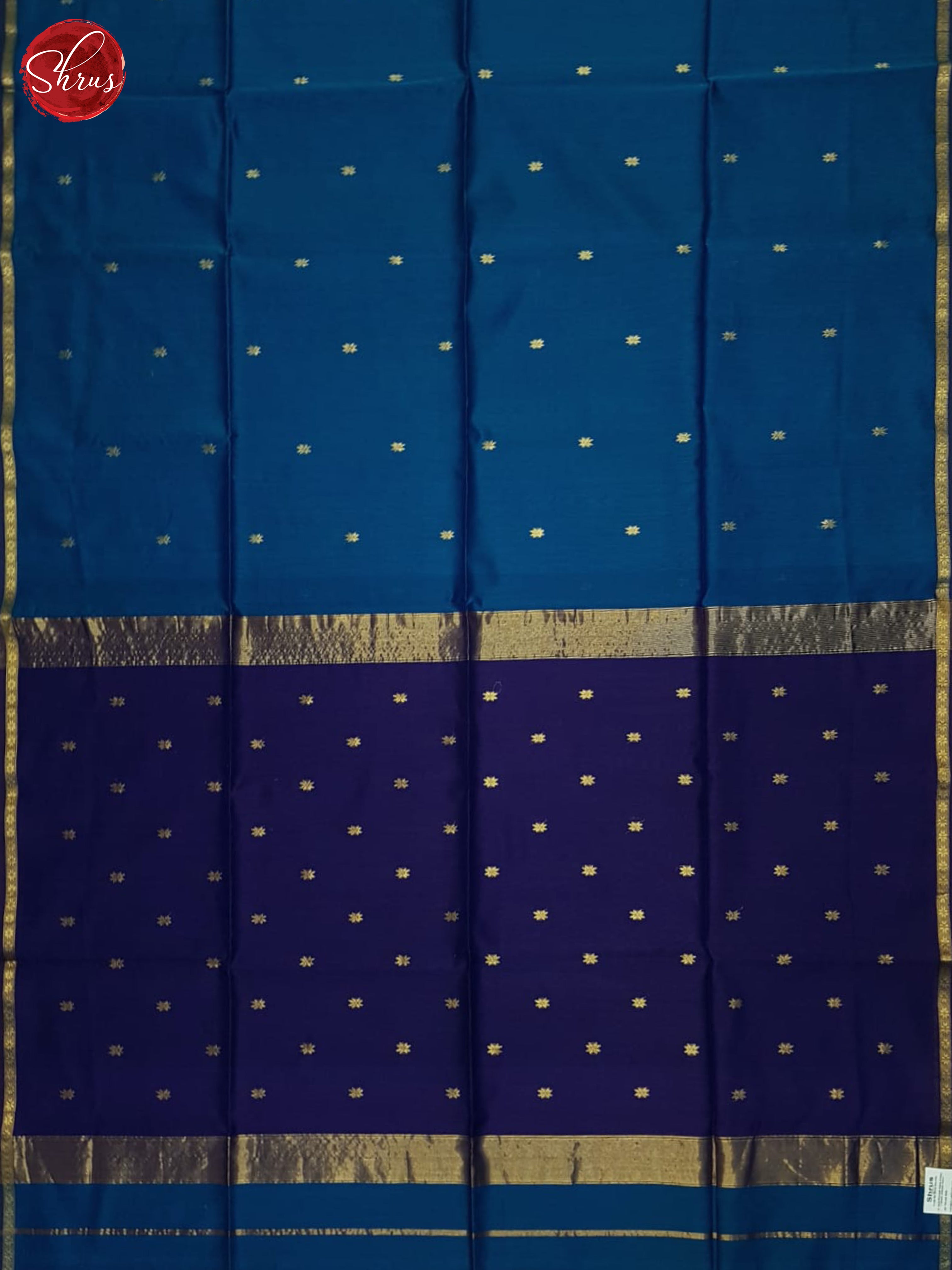 Blue And Purple- Maheshwari Silk Cotton Saree - Shop on ShrusEternity.com