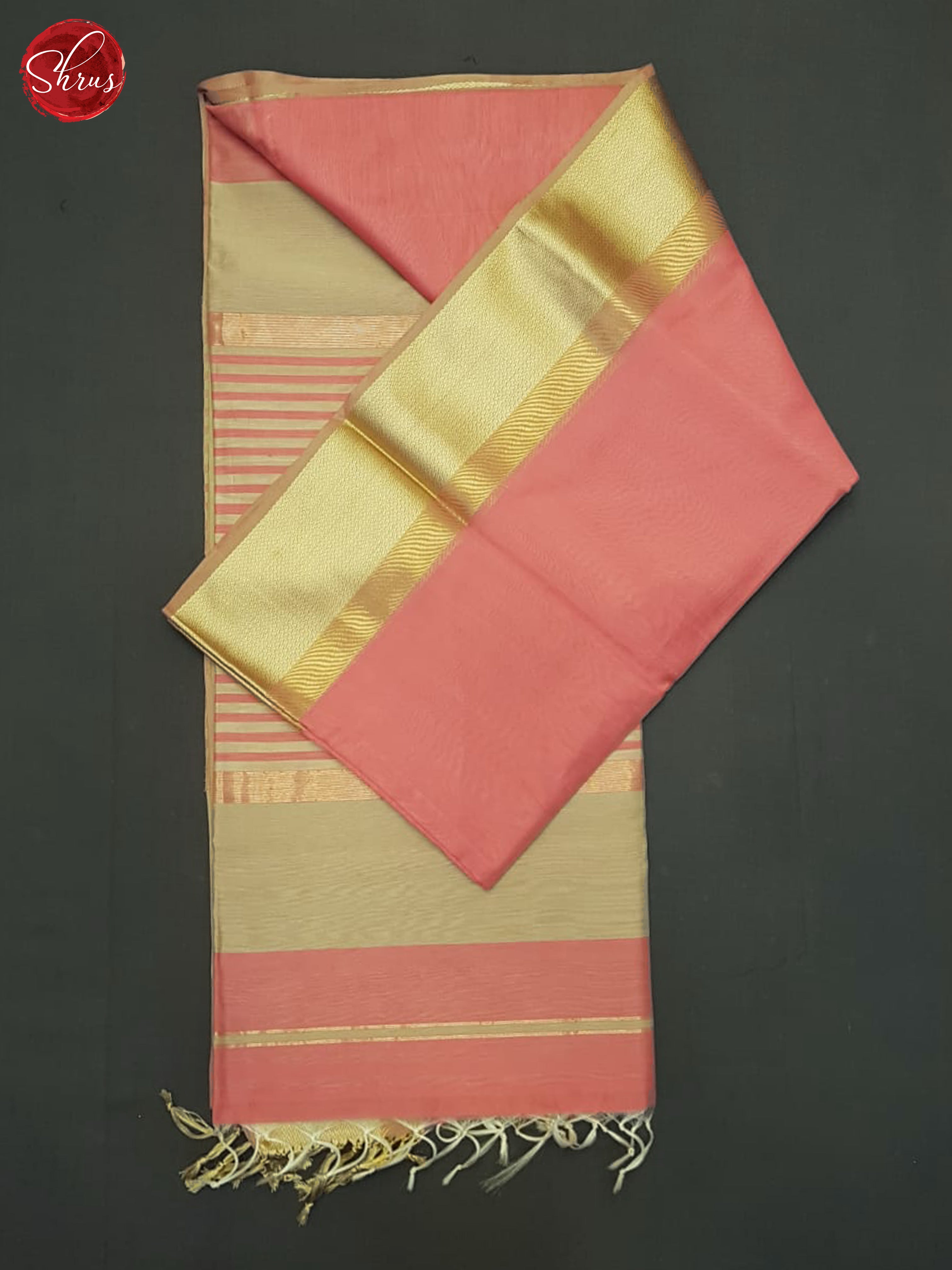 Pink & Beige - Maheshwari silkcotton Saree - Shop on ShrusEternity.com