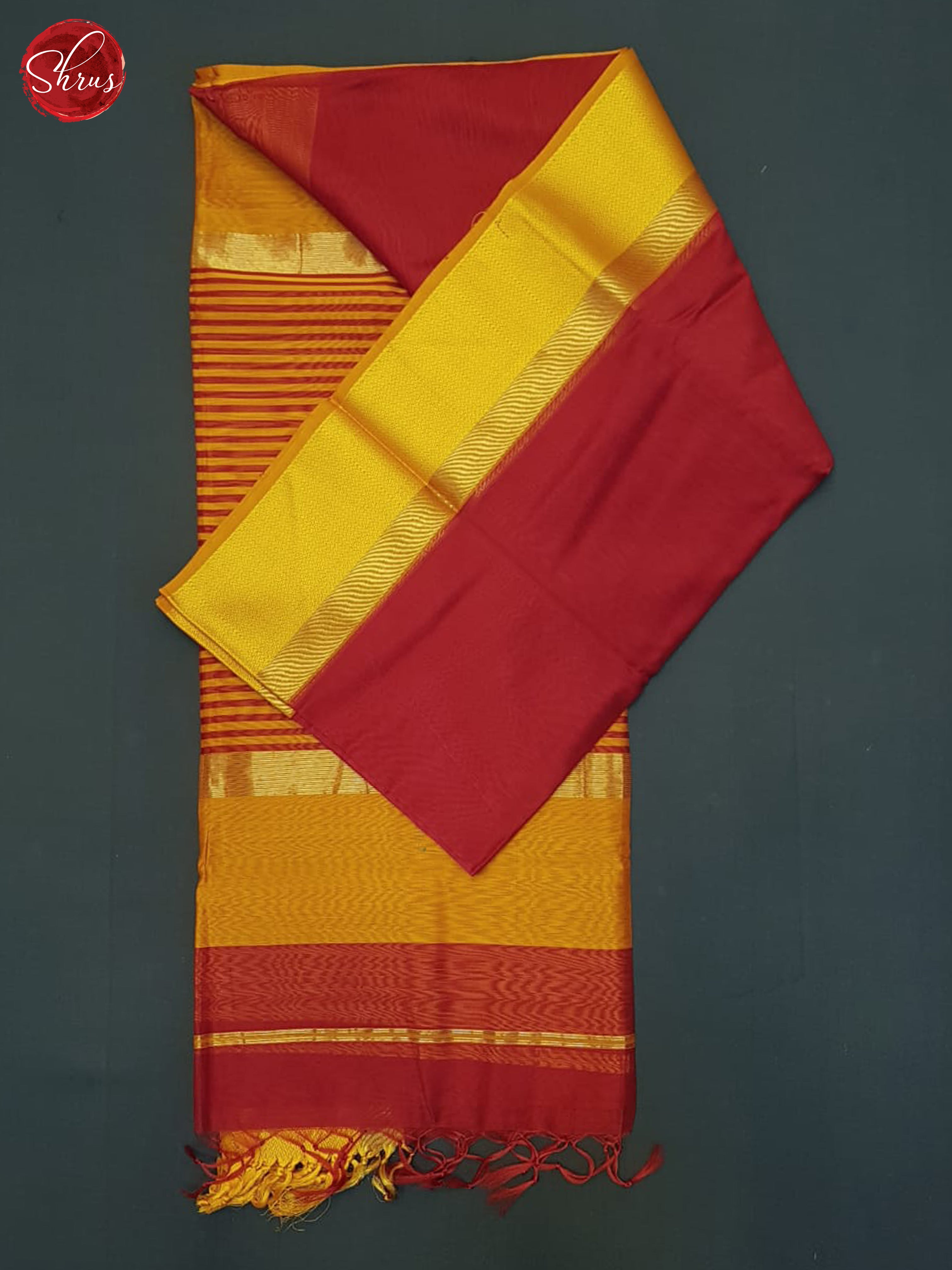 Red And Orange- Maheshwari Silk Cotton Saree - Shop on ShrusEternity.com